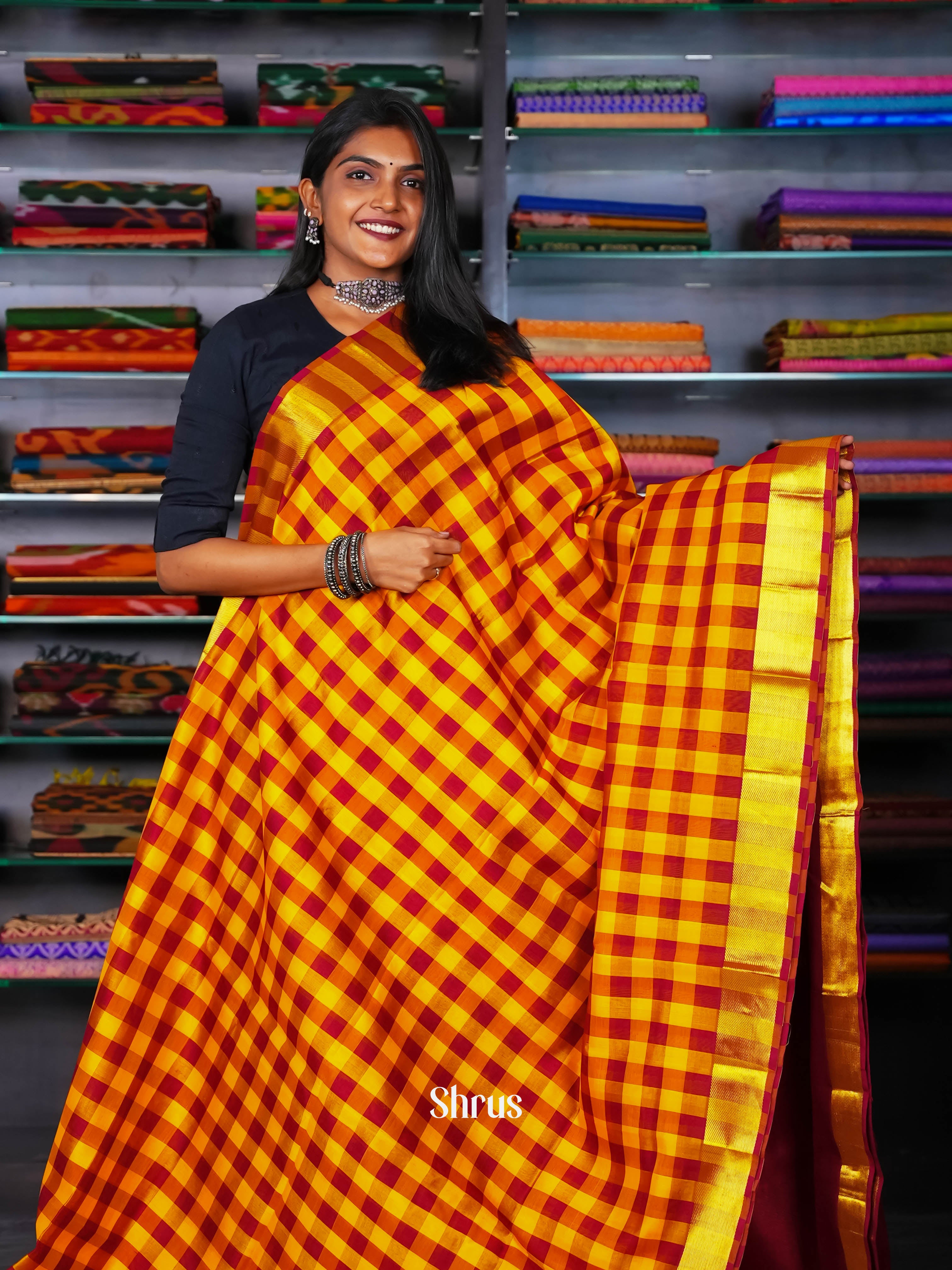 Mustard & Maroon - Silk Cotton