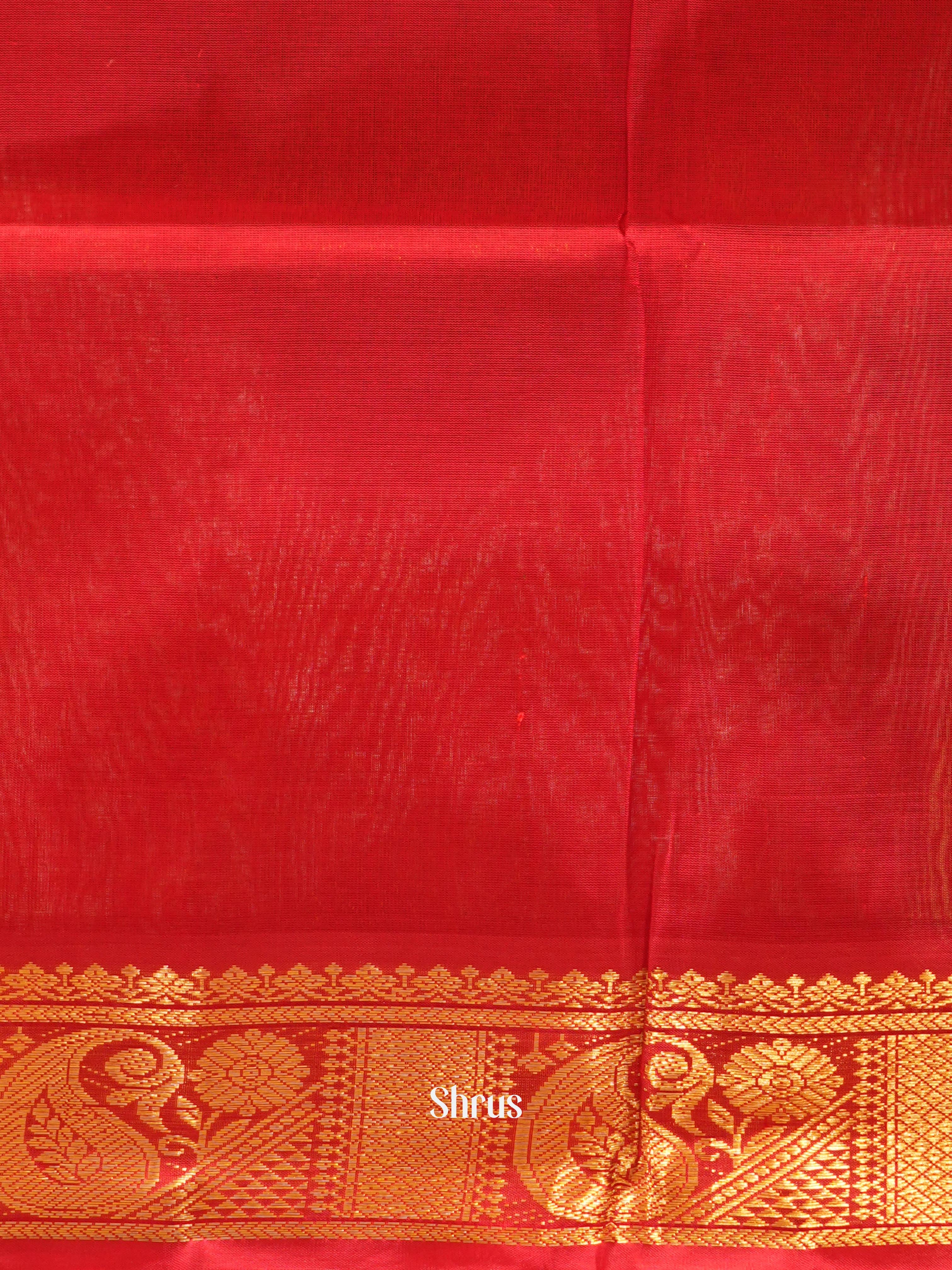 Brown & Red- Silk Cotton Saree