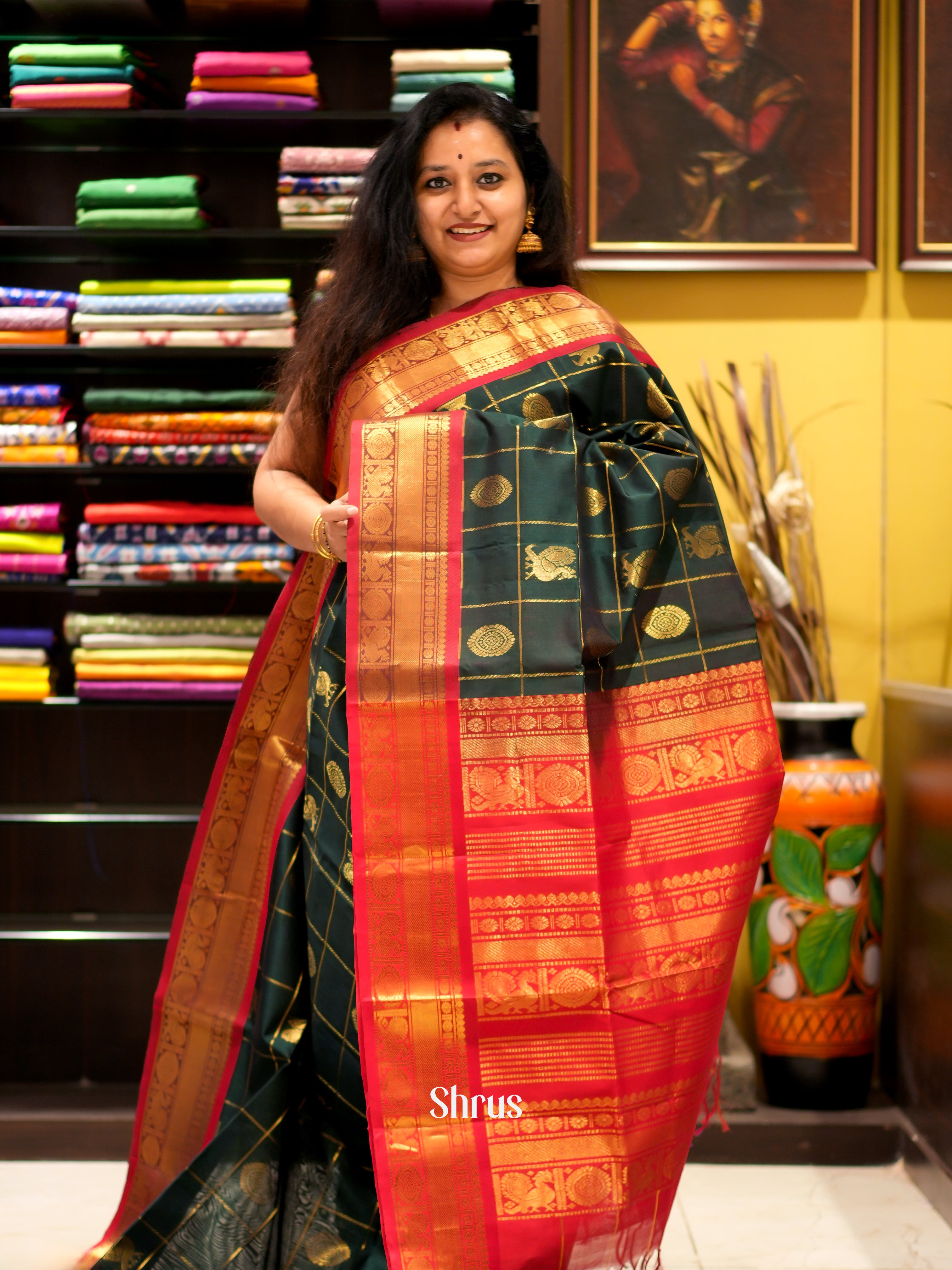 Green & Red - Silk Cotton Saree