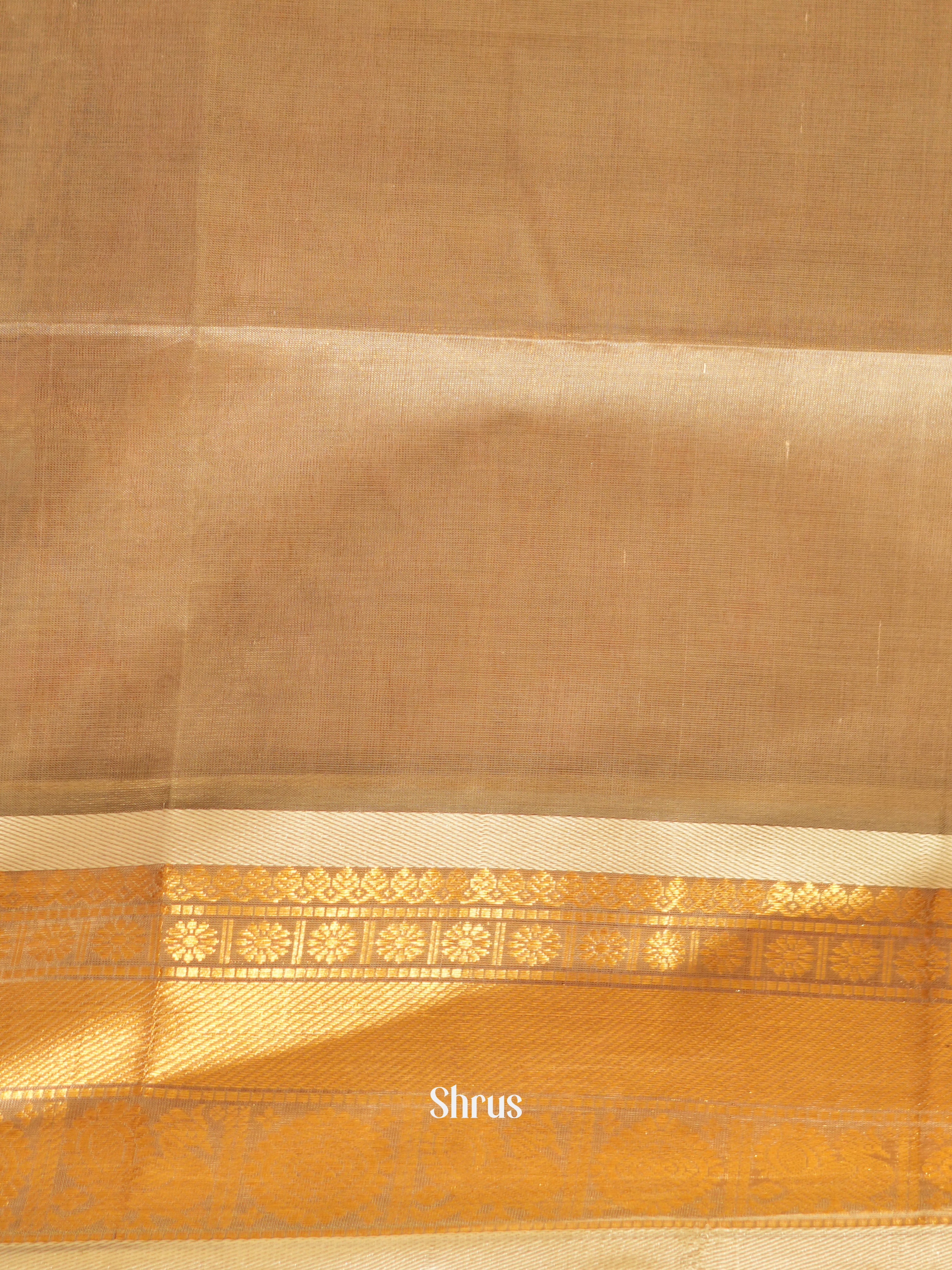 Brown & Cream - Silk Cotton Saree