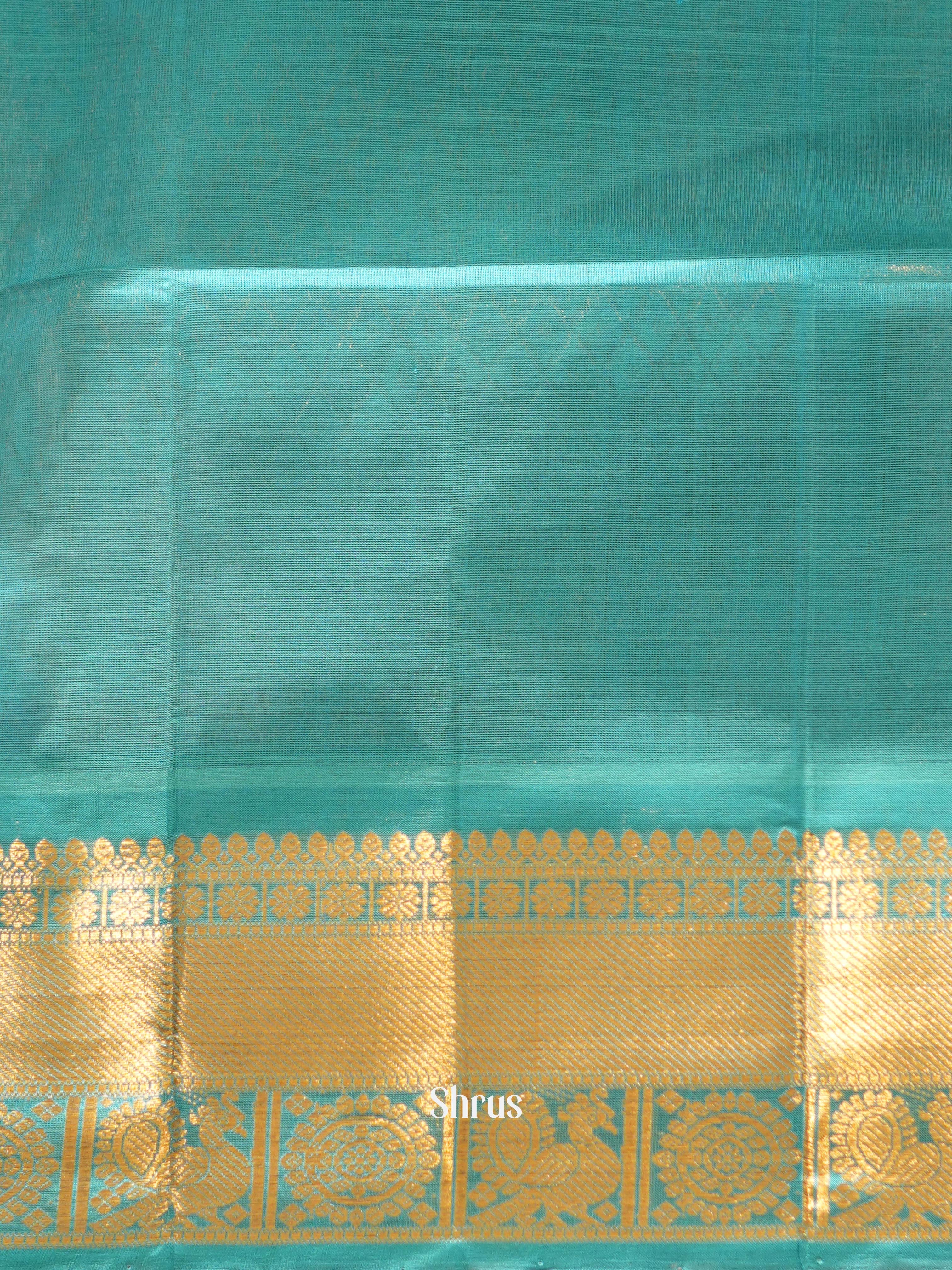 Brown & Teal - Silk Cotton Saree