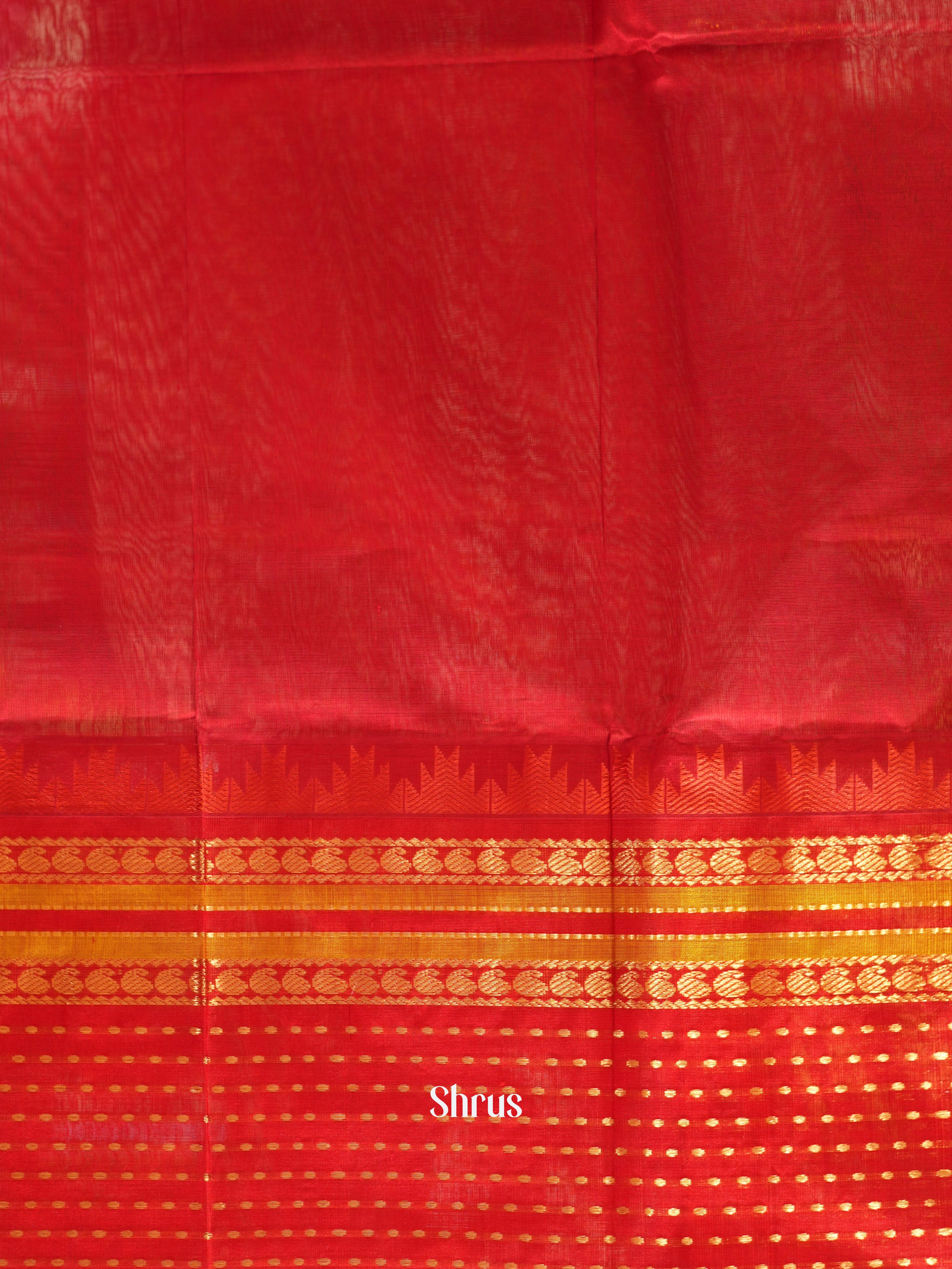 Baby Pink & Red - Silk Cotton Saree