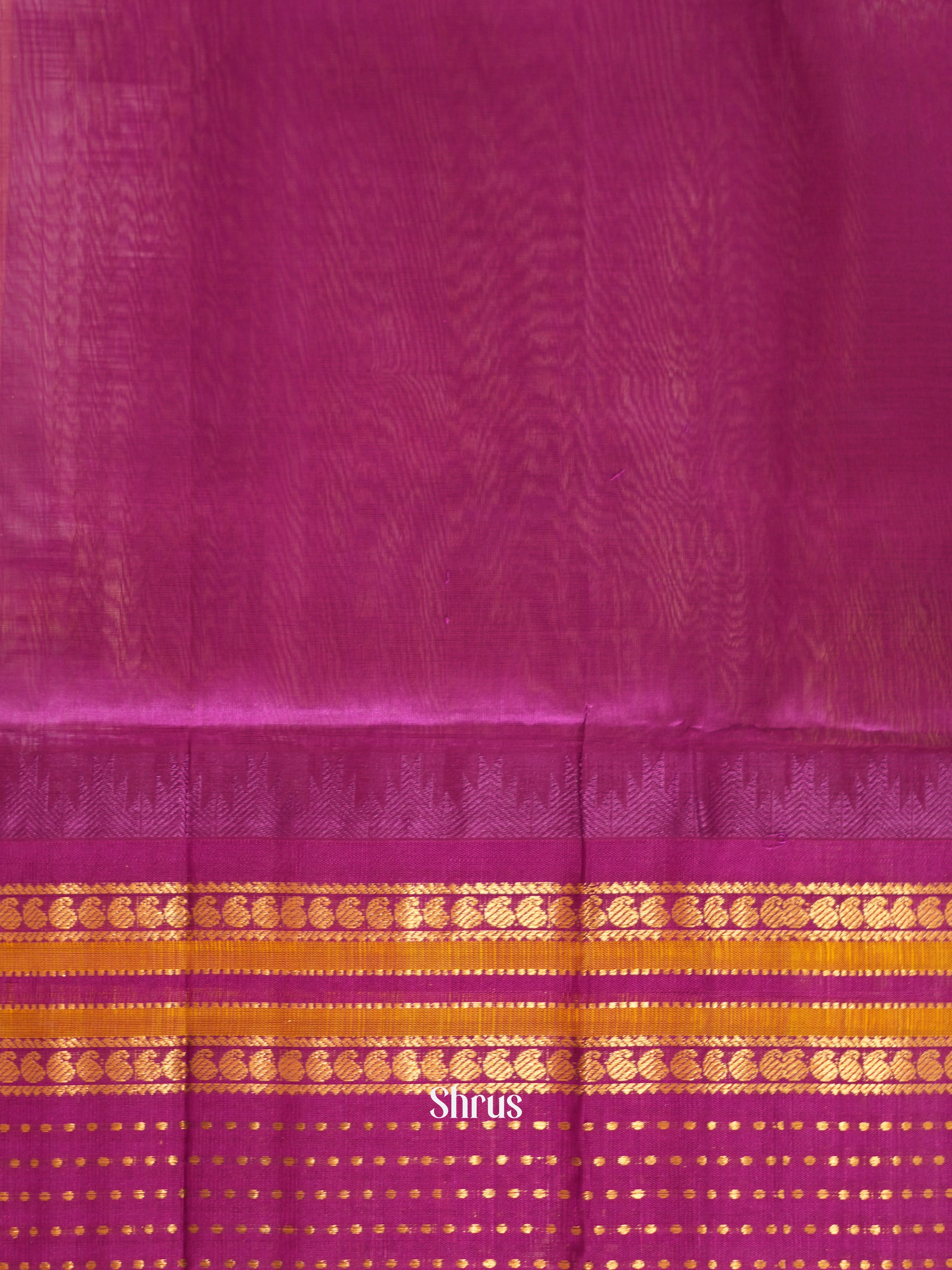 Peach & Majenta Pink - Silk Cotton Saree