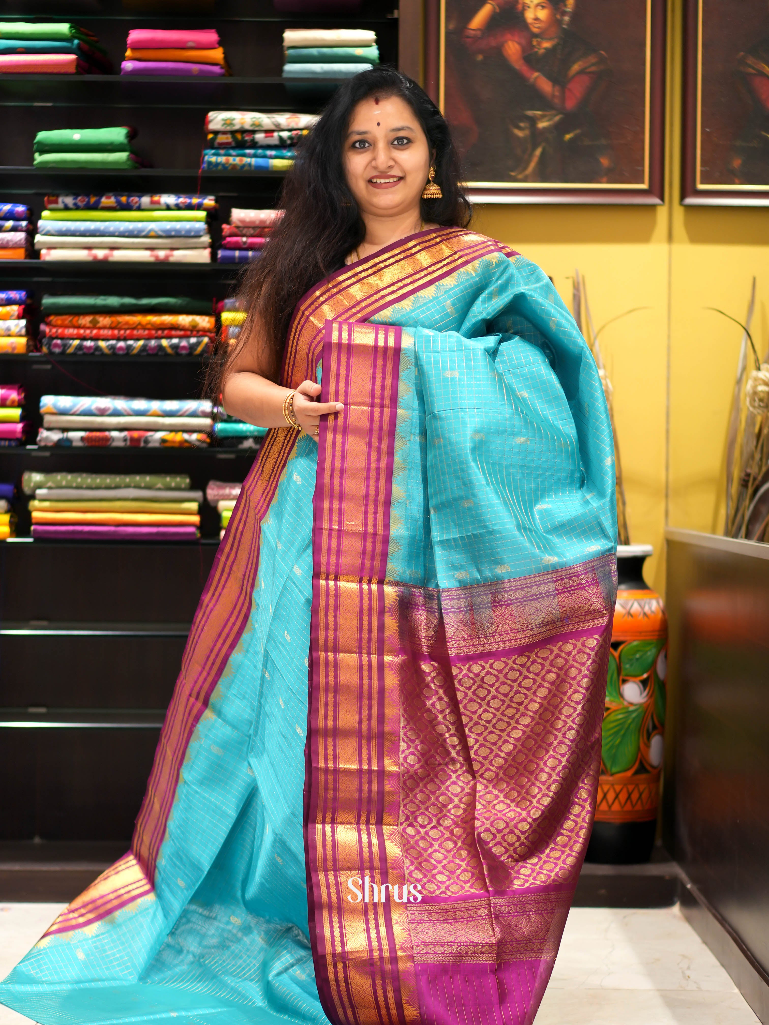 Teal & Majenta - Silk Cotton Saree