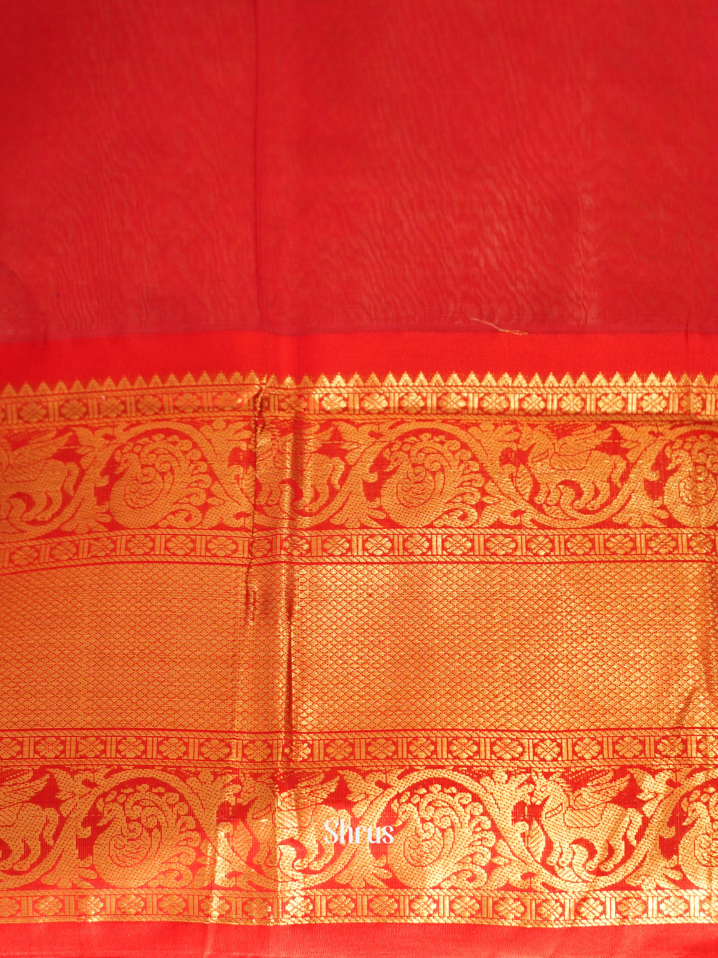 Green & Red - Silk cotton Saree