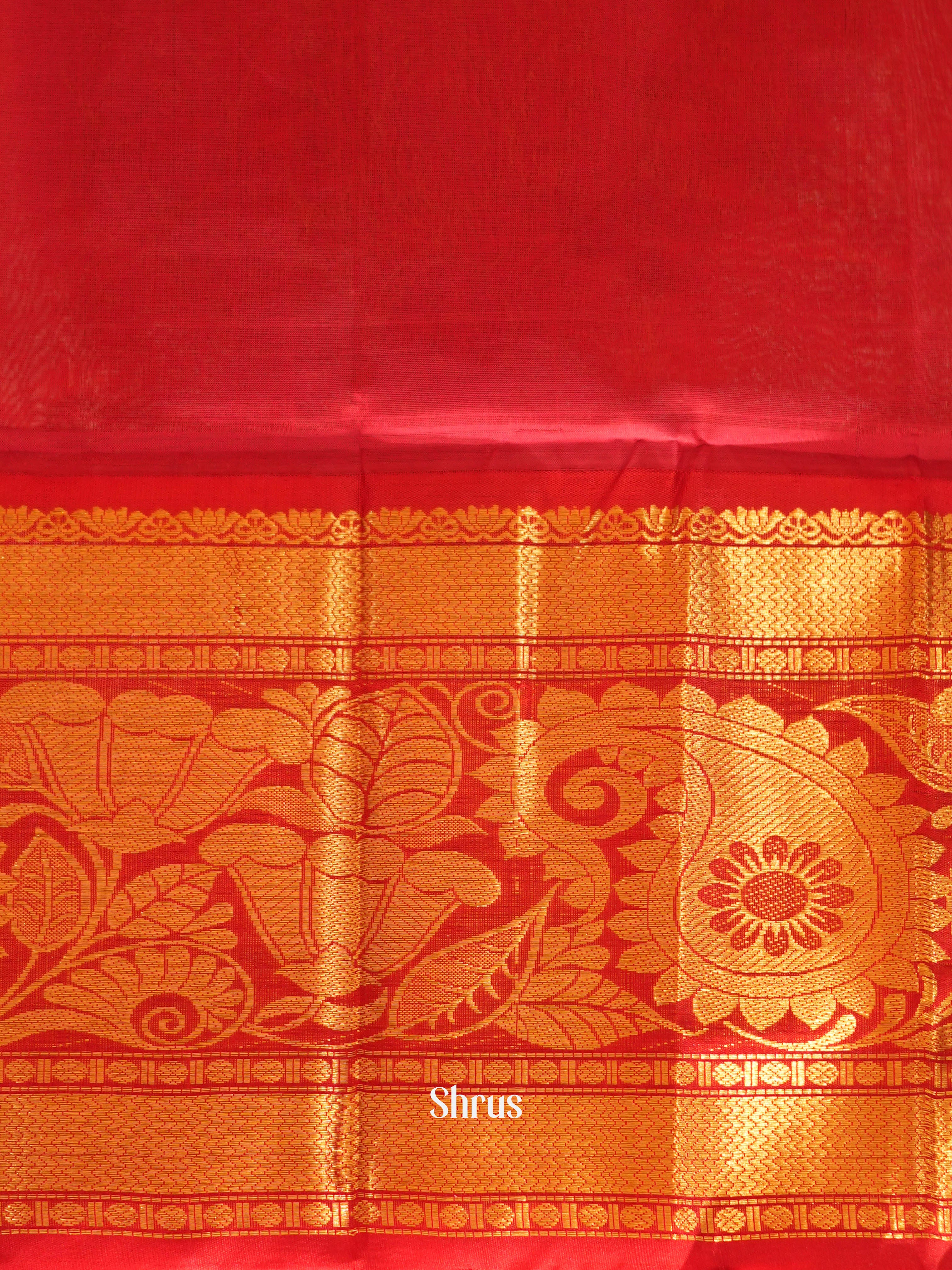 Yellow & Red - Silk cotton Saree