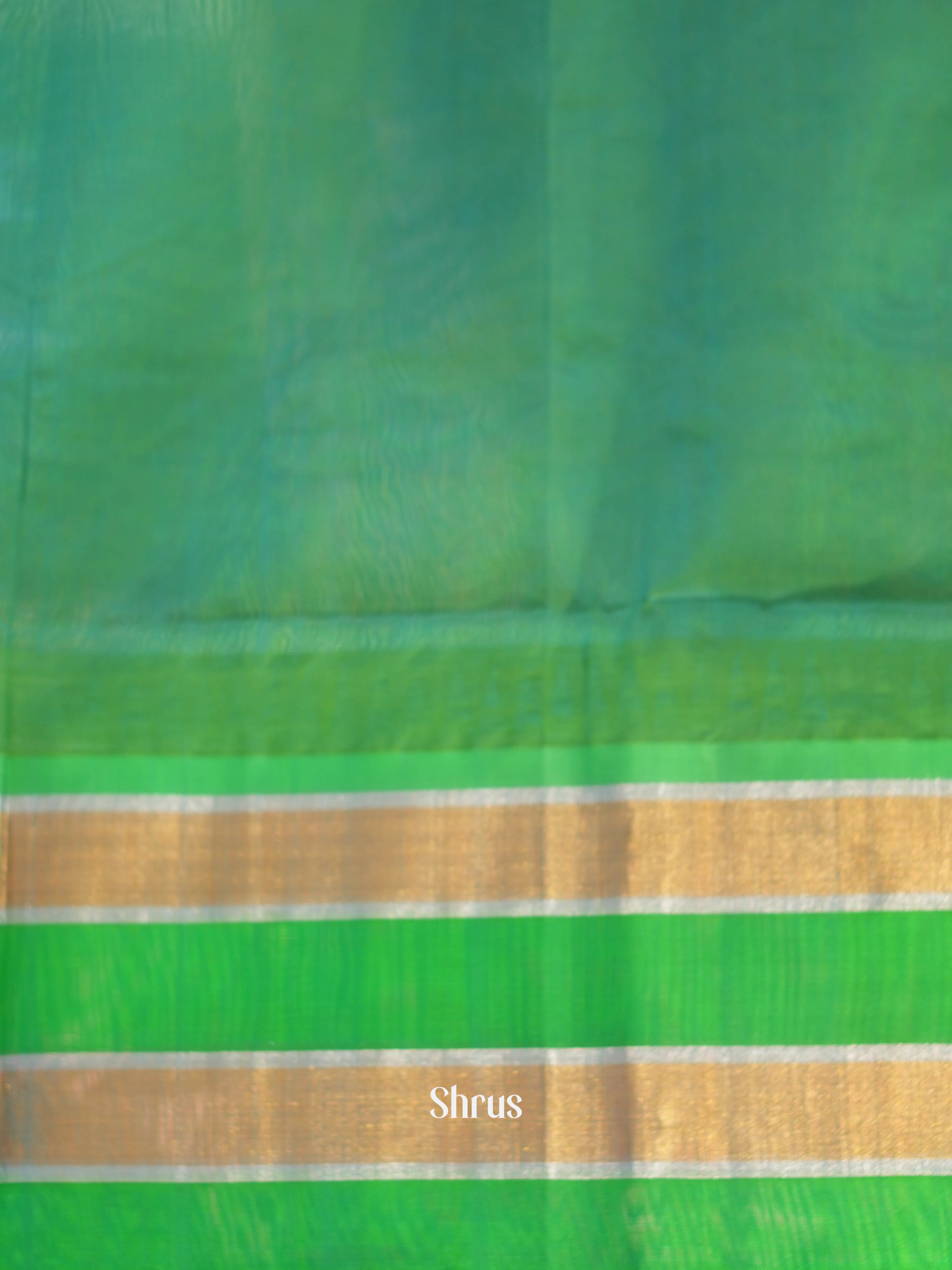 Cream & Teal- Silk Cotton Saree