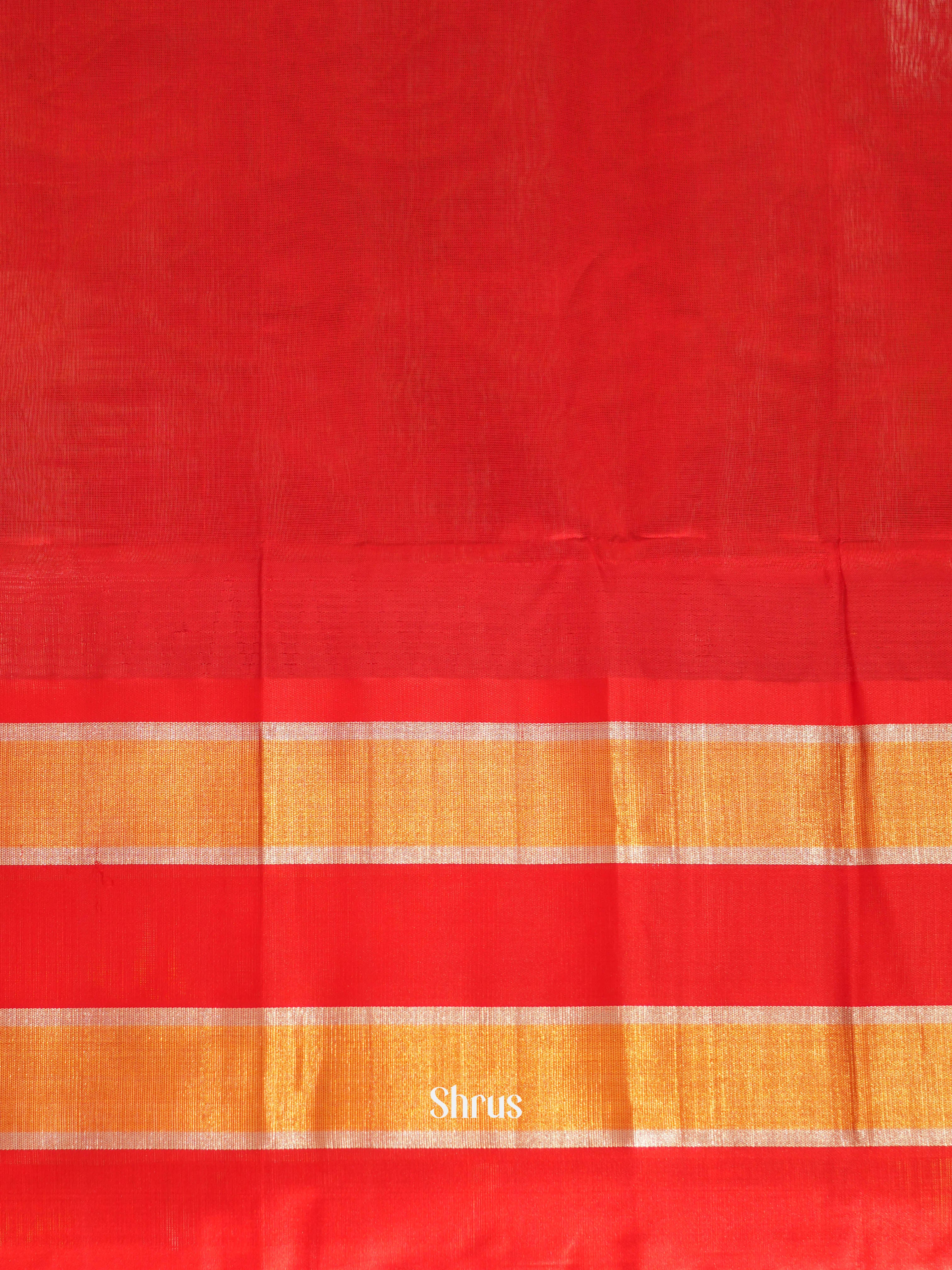 Cream & Red - Silk cotton Saree