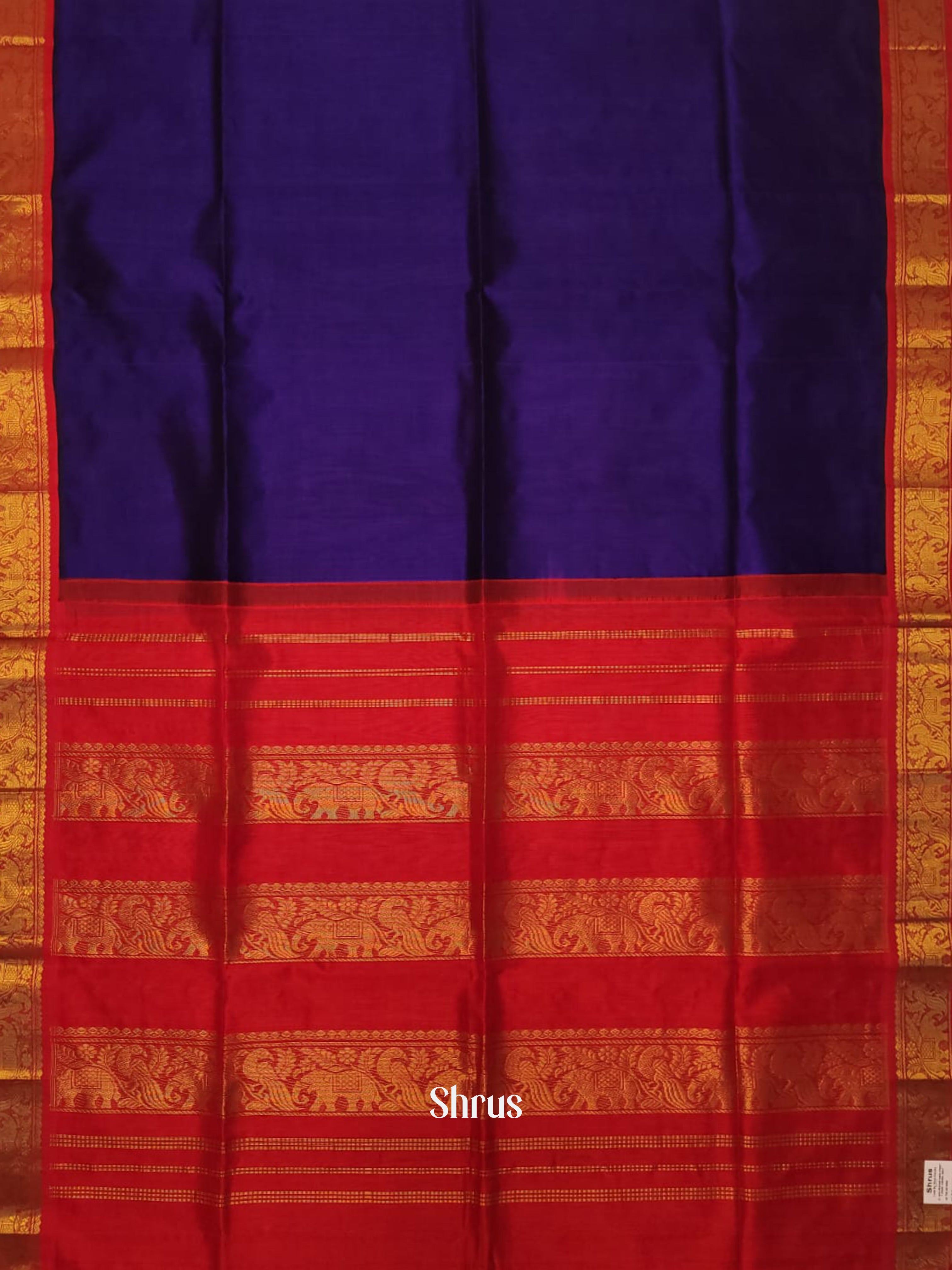 Blue & Red  - Silk Cotton Saree