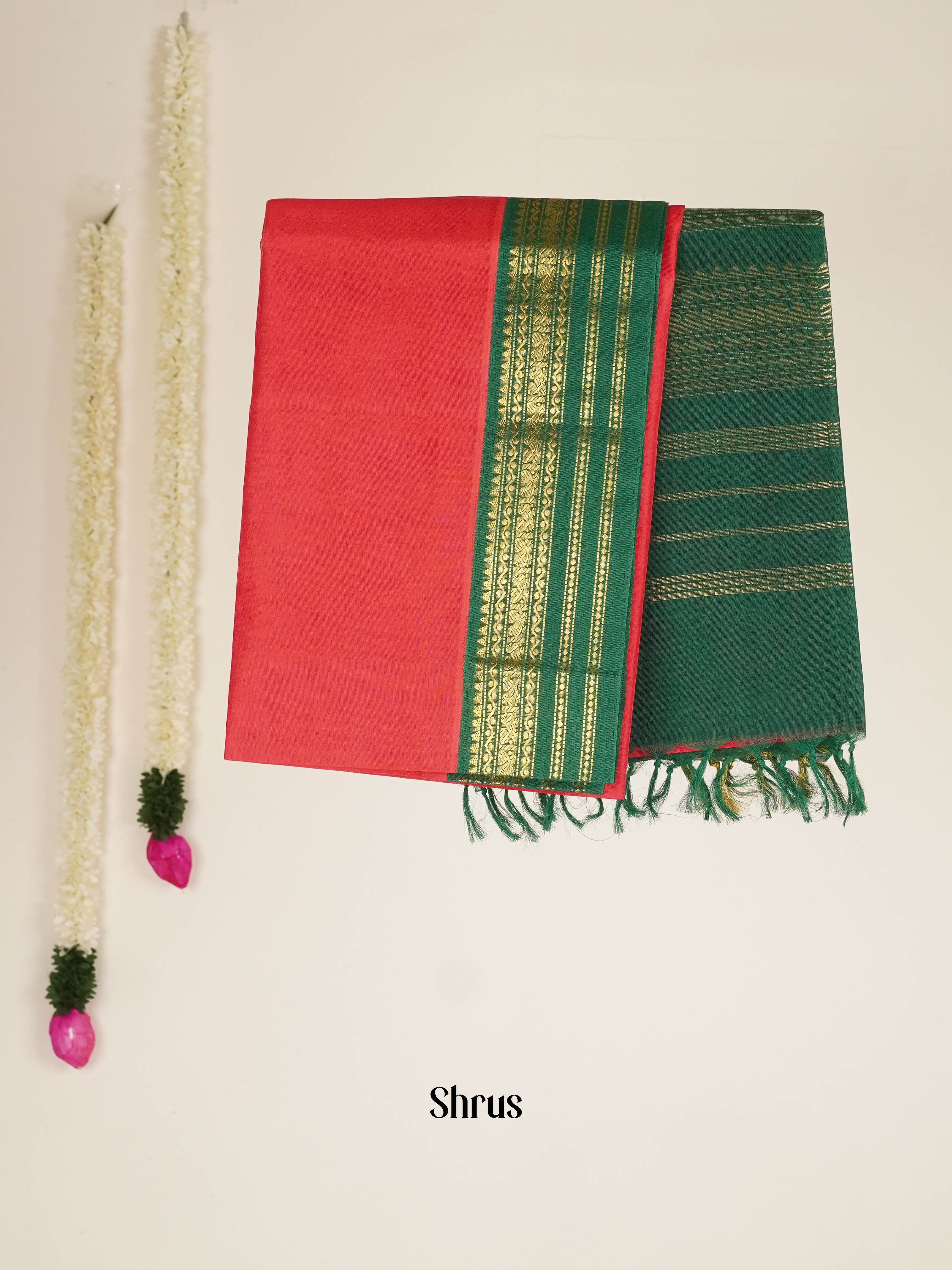 Red & Green - Silk Cotton Saree