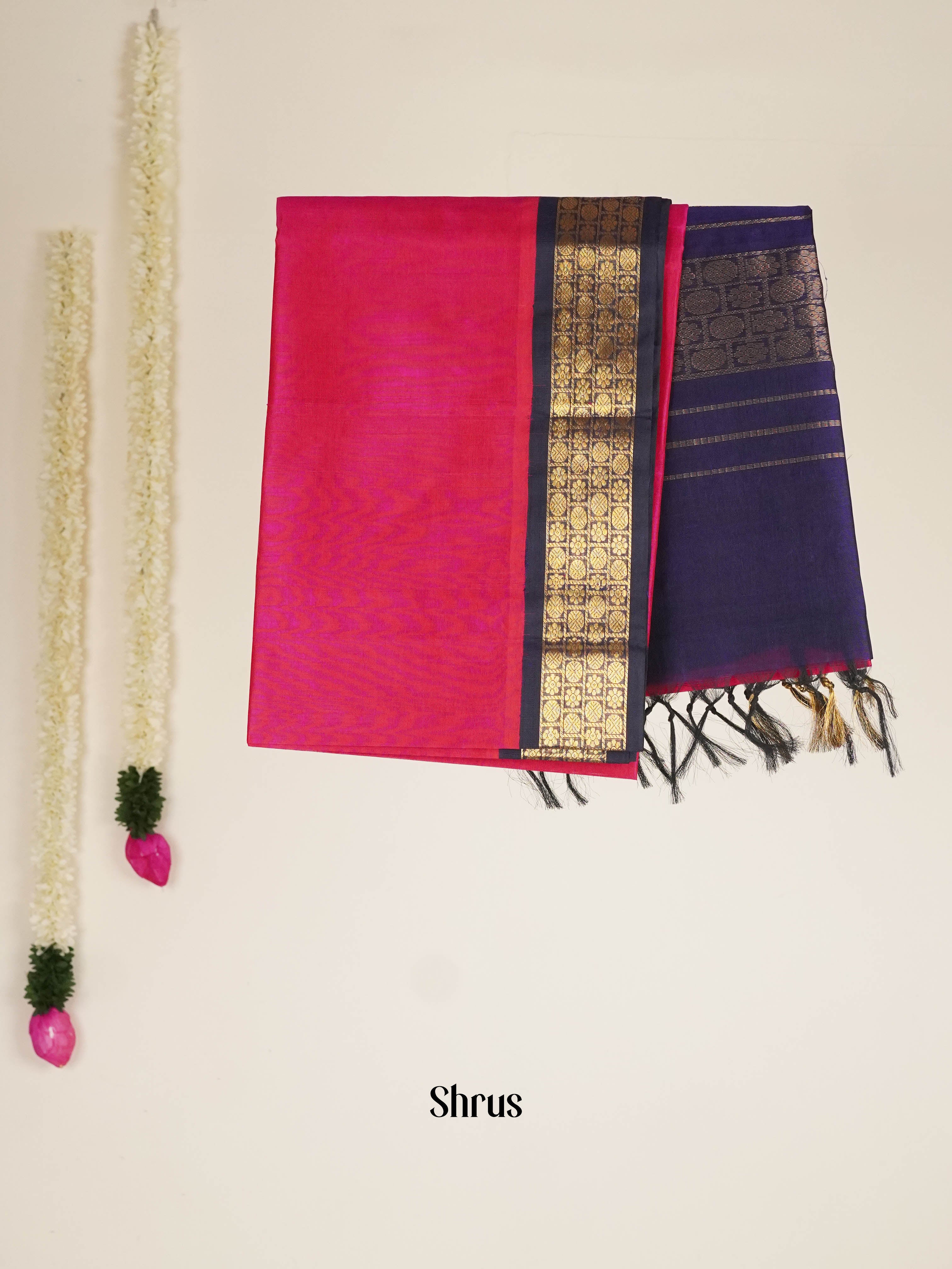 Pink & Blue - Silk Cotton Saree