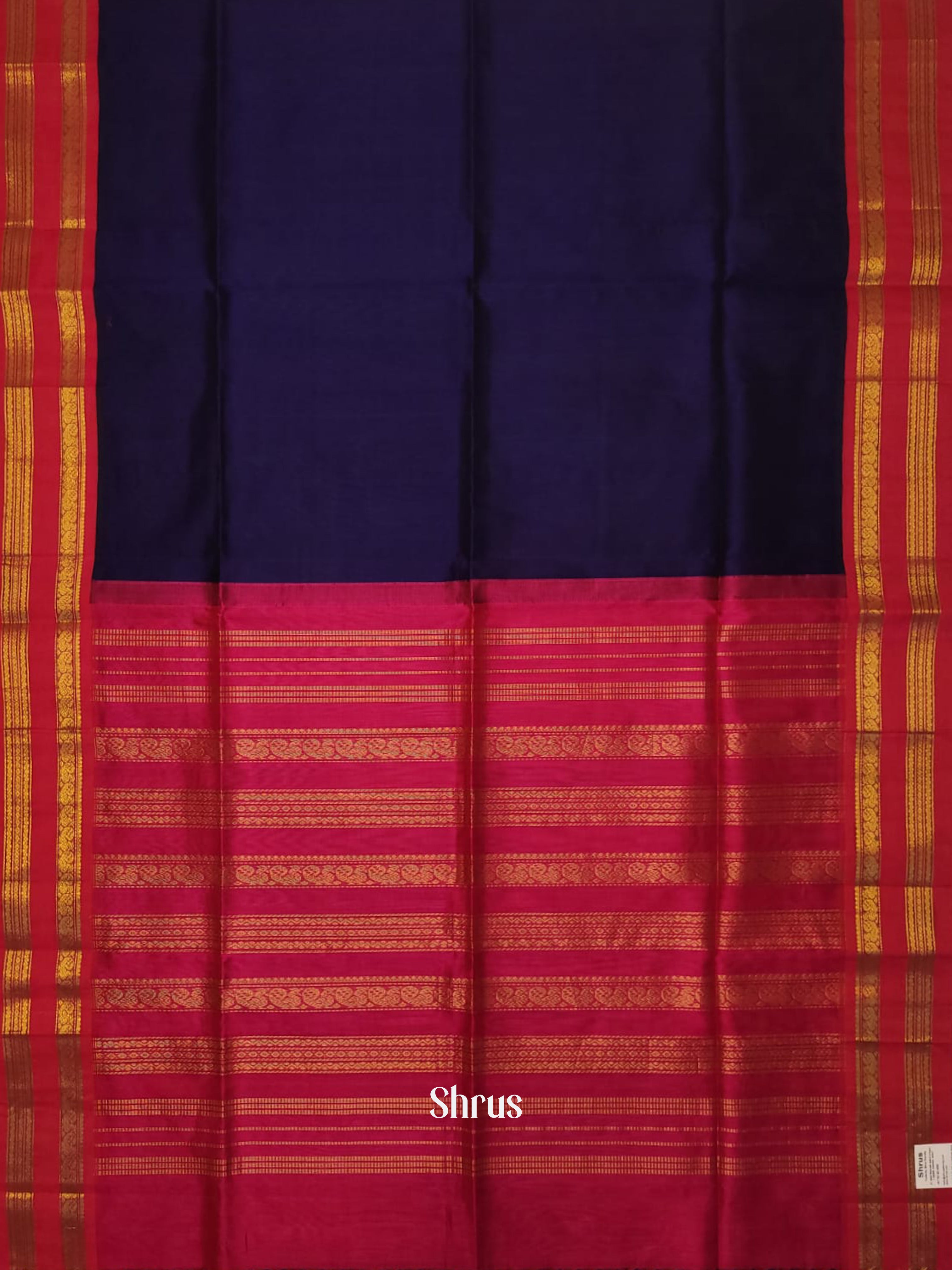 Blue & Pink - Silk Cotton Saree