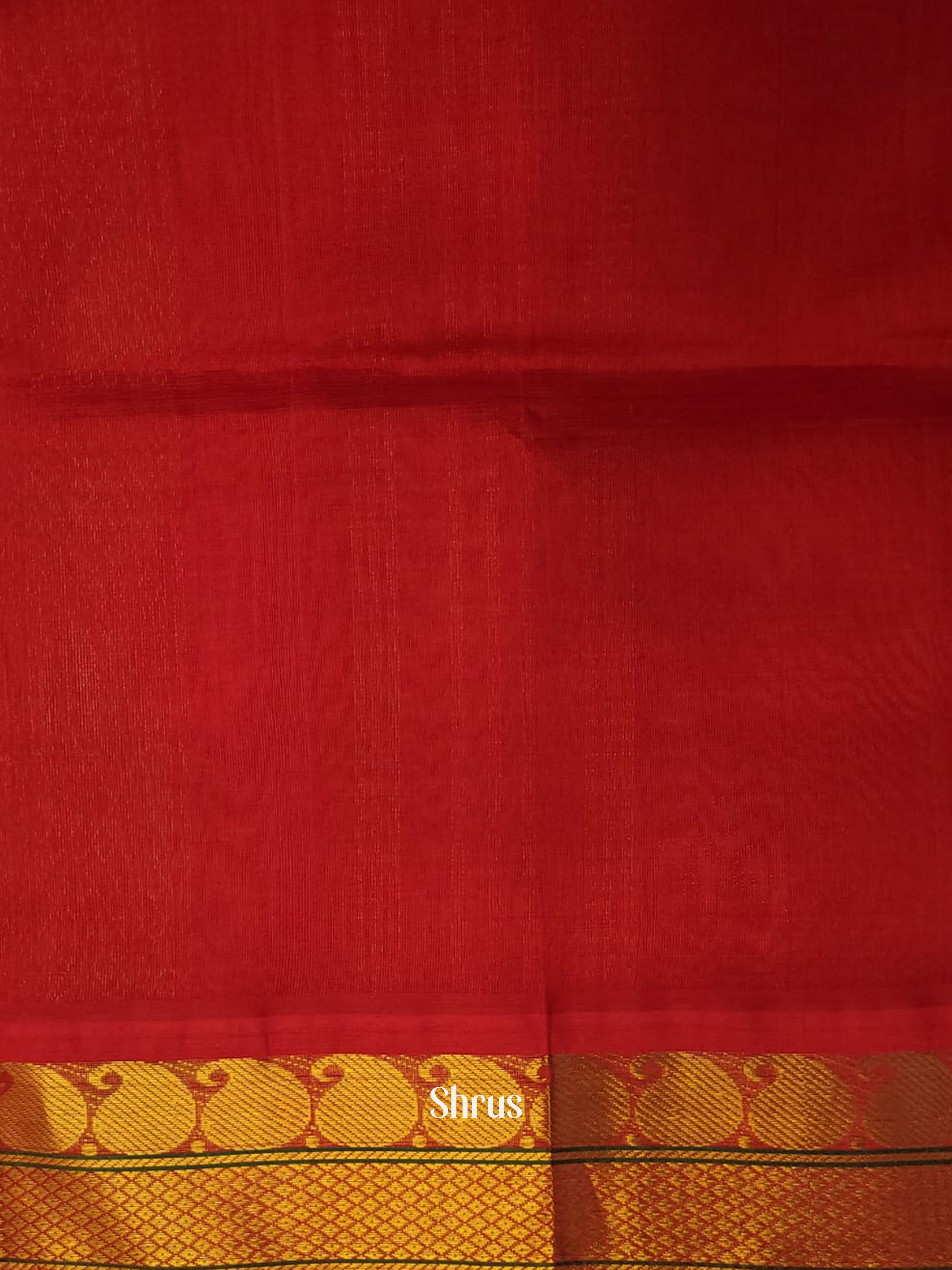 Bottle Green  & Red - Silk Cotton Saree