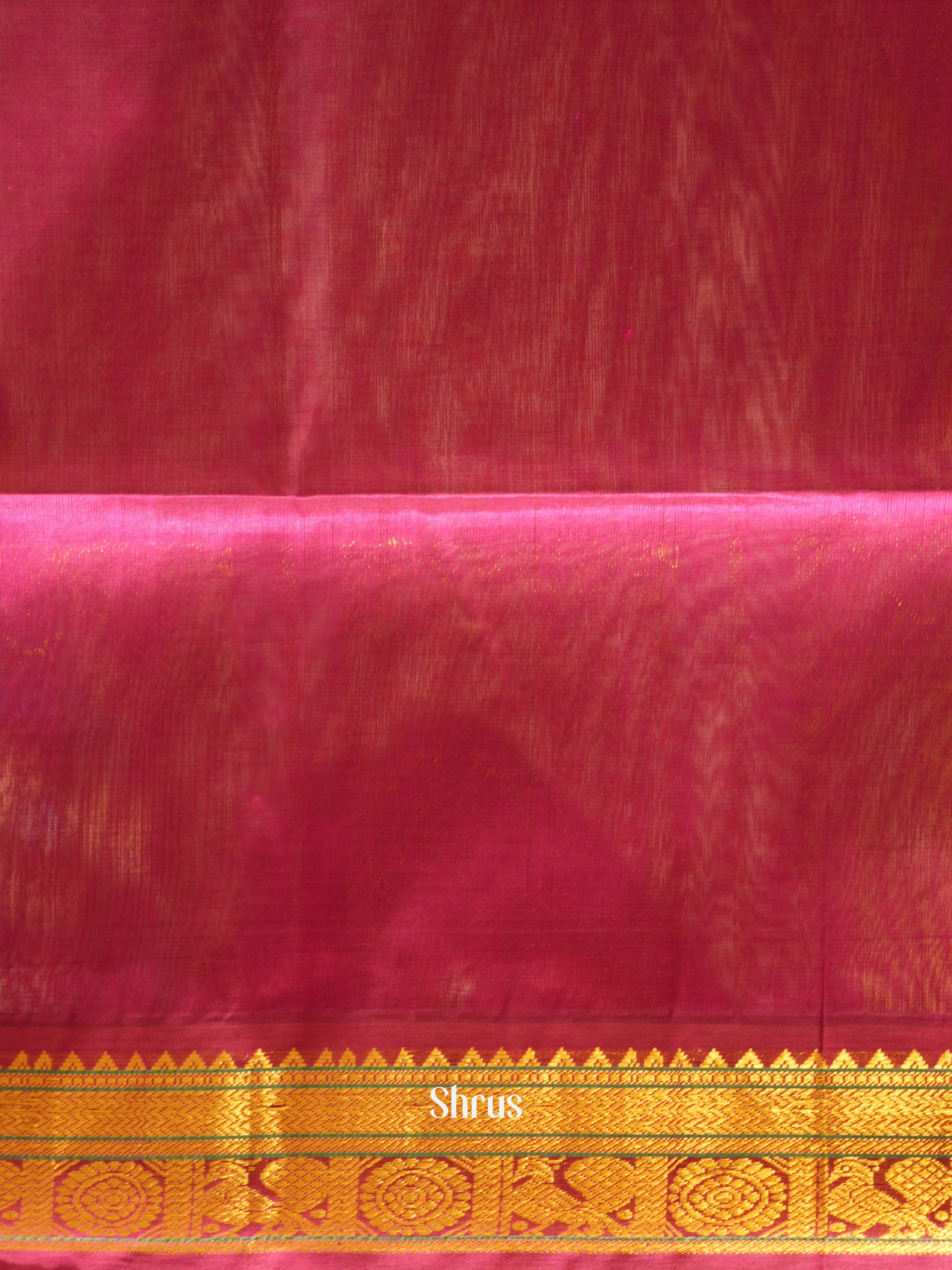 Sandal & Maroon - Silk Cotton Saree