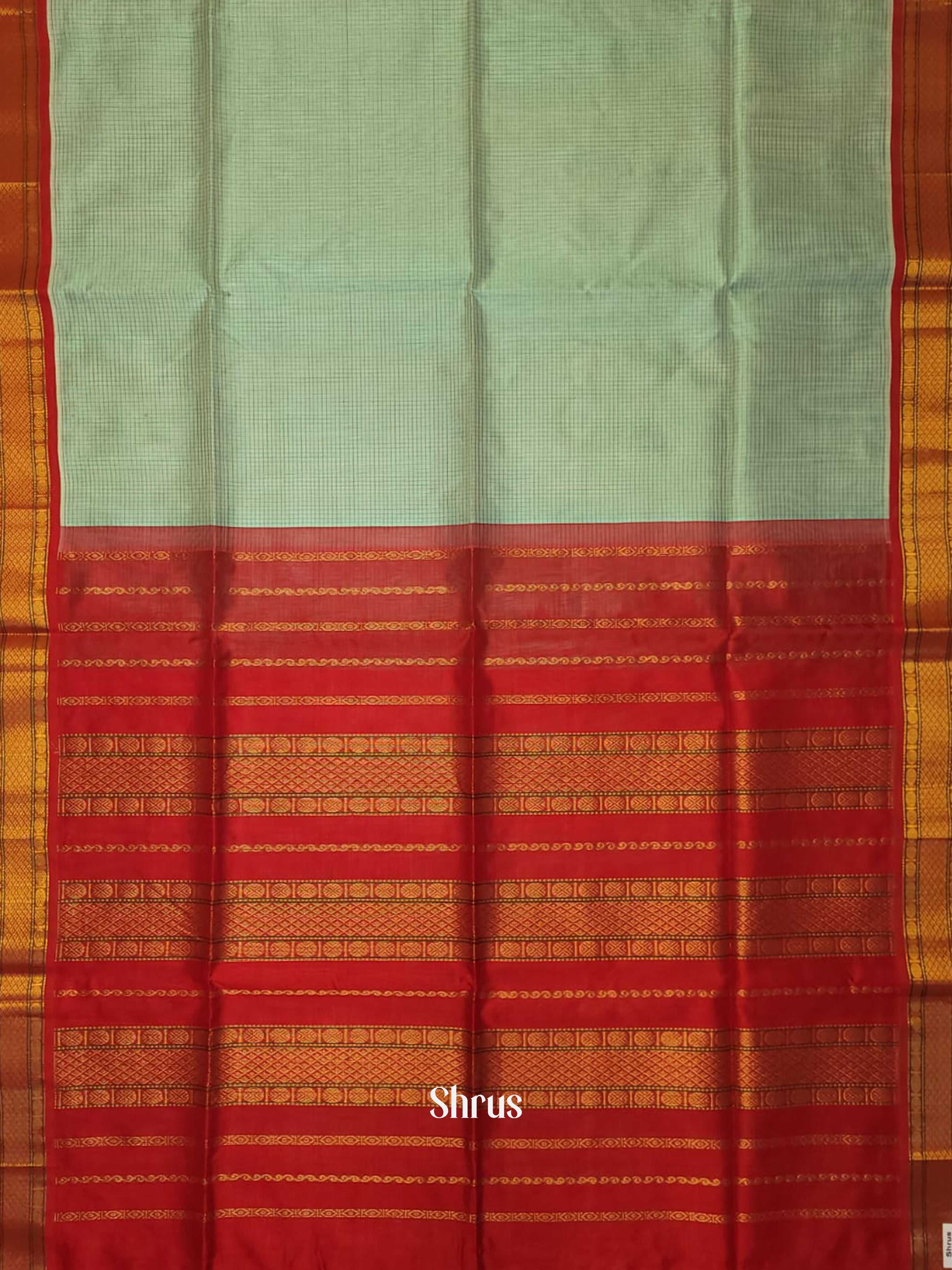 Grey & Red - Silk Cotton Saree