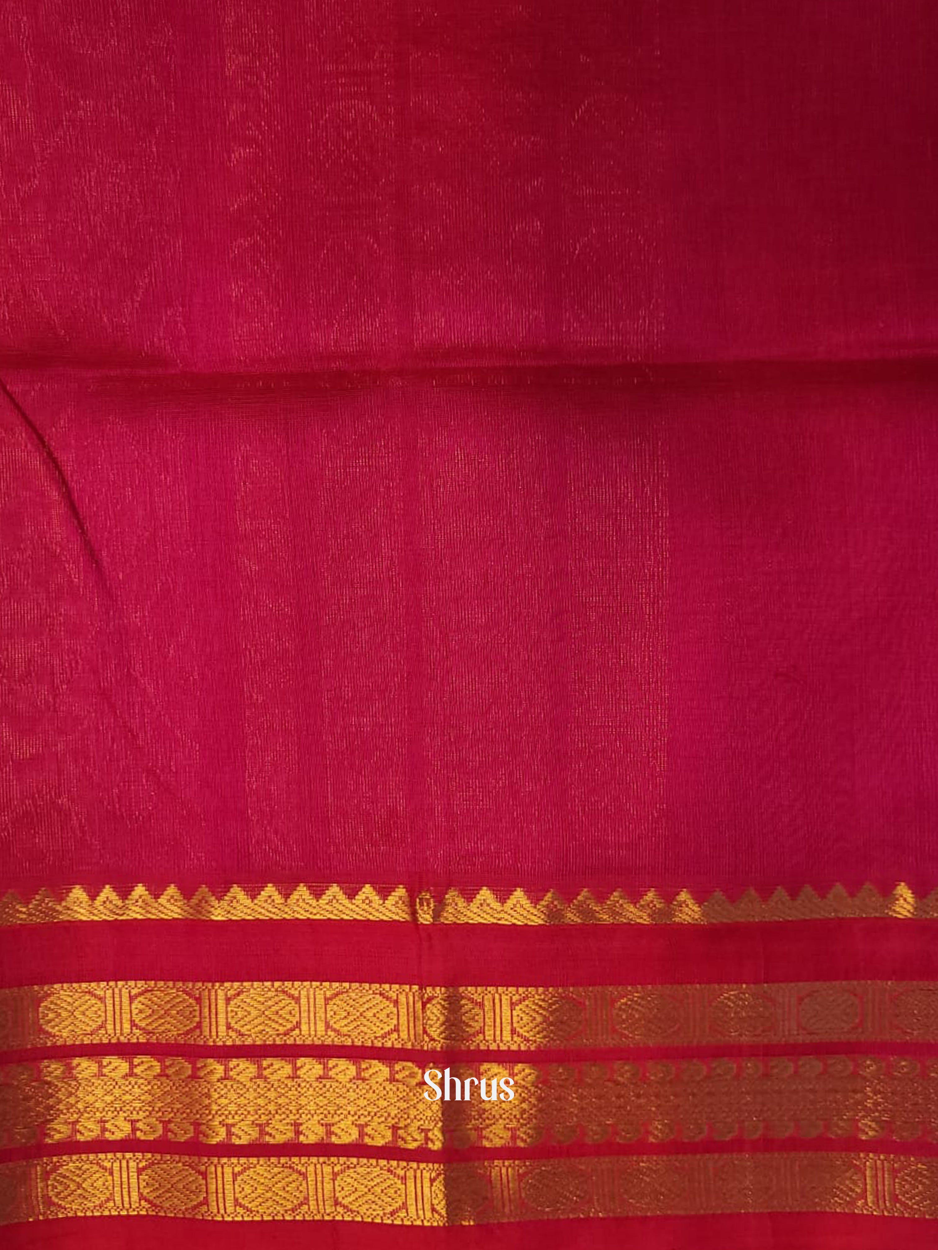 Bottle Green & Pink - Silk Cotton Saree