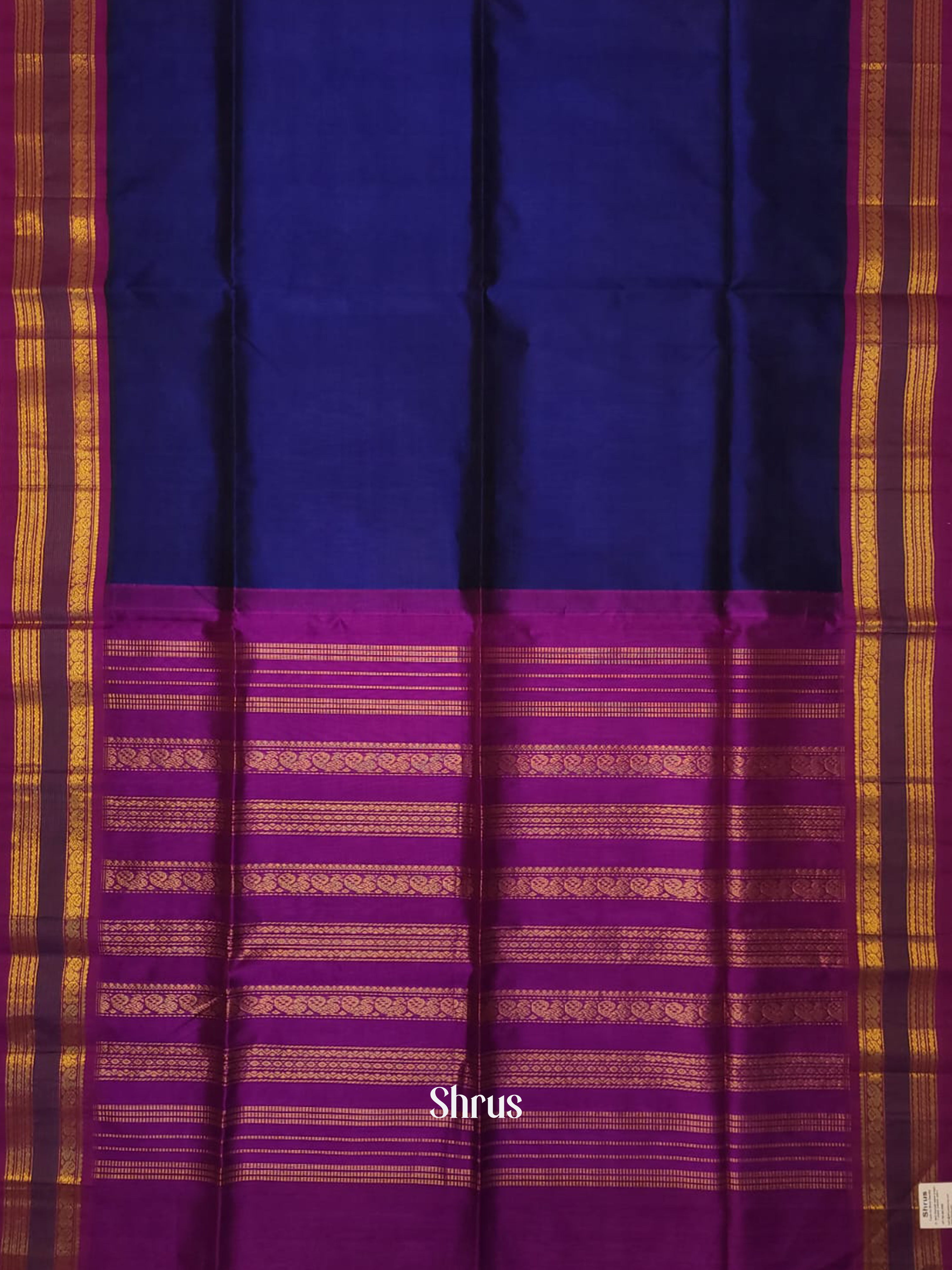 Blue & Pink - Silk Cotton Saree