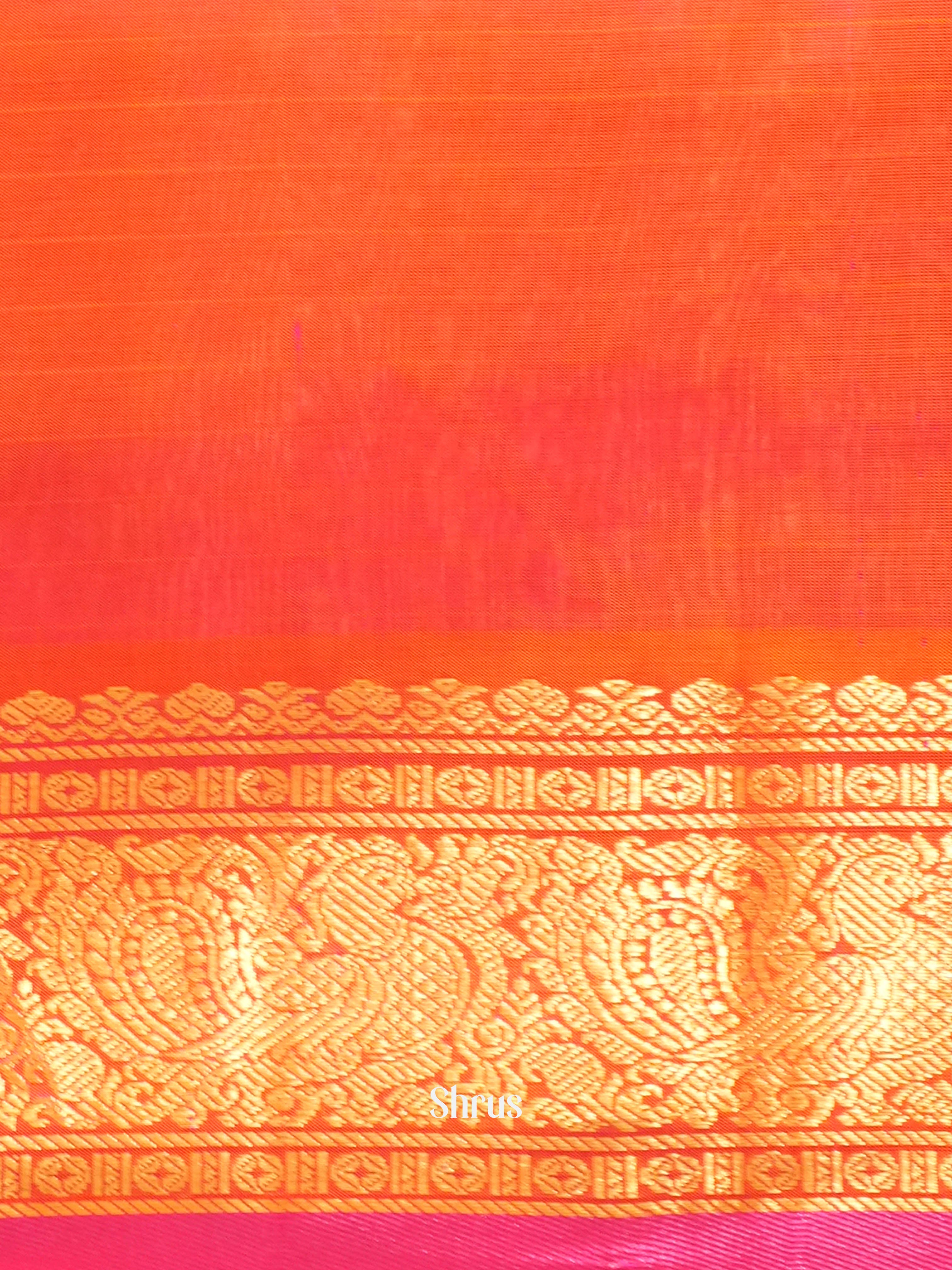 Purple & Orangish Pink - Silk Cotton Saree