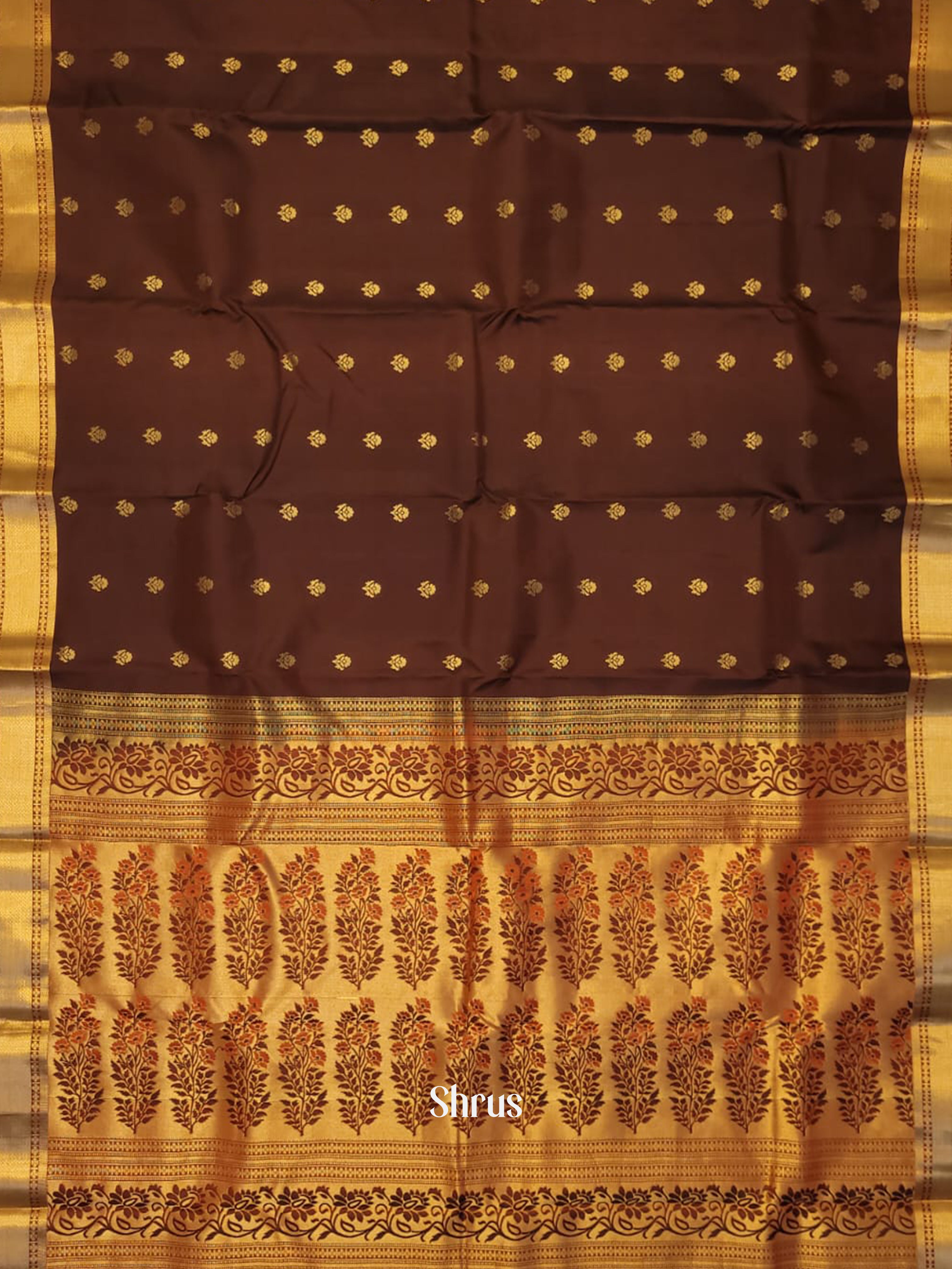 Brown - Kanchipuram silk Saree