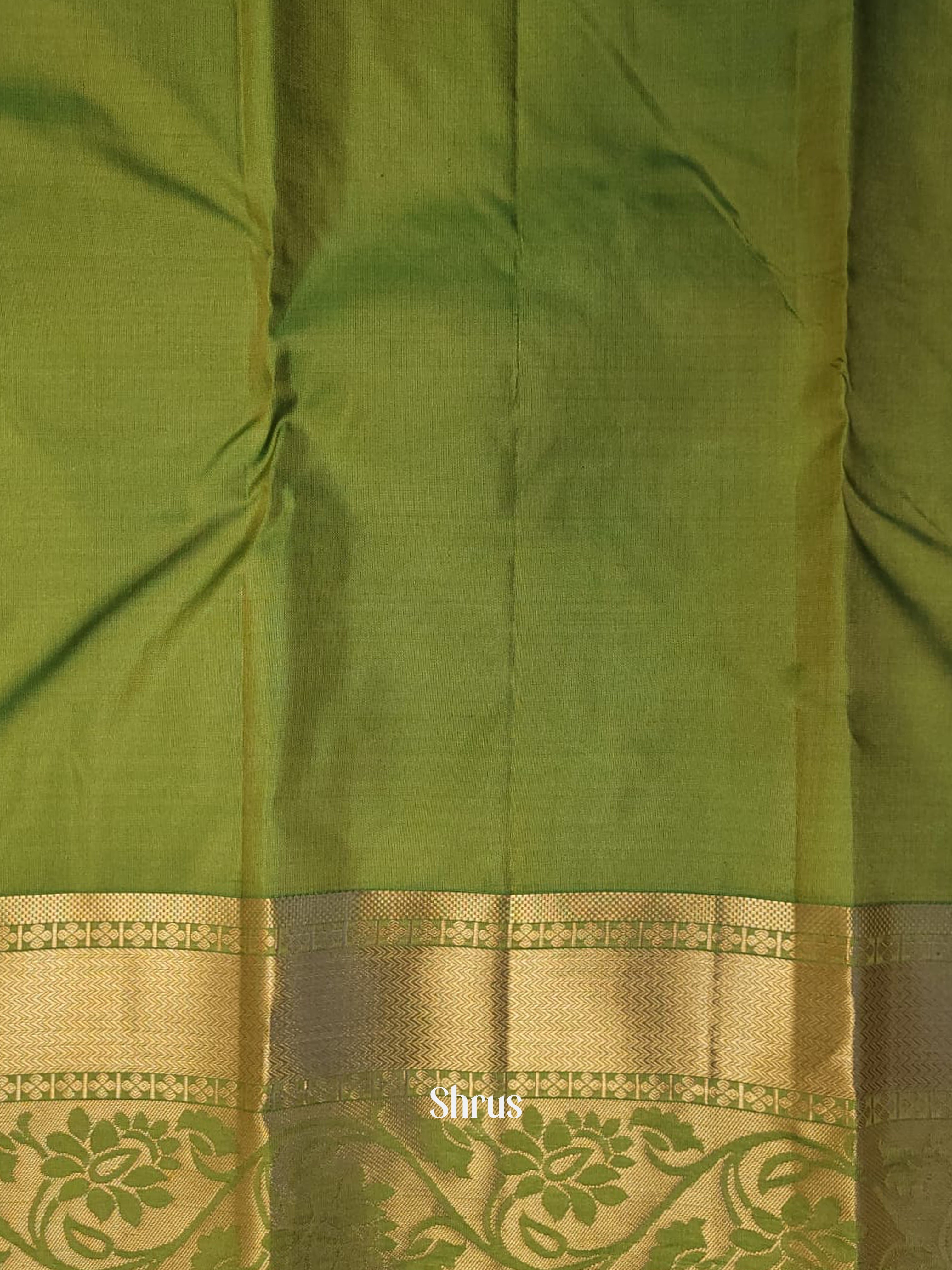 Cream & Green - Kanchipuram silk Saree