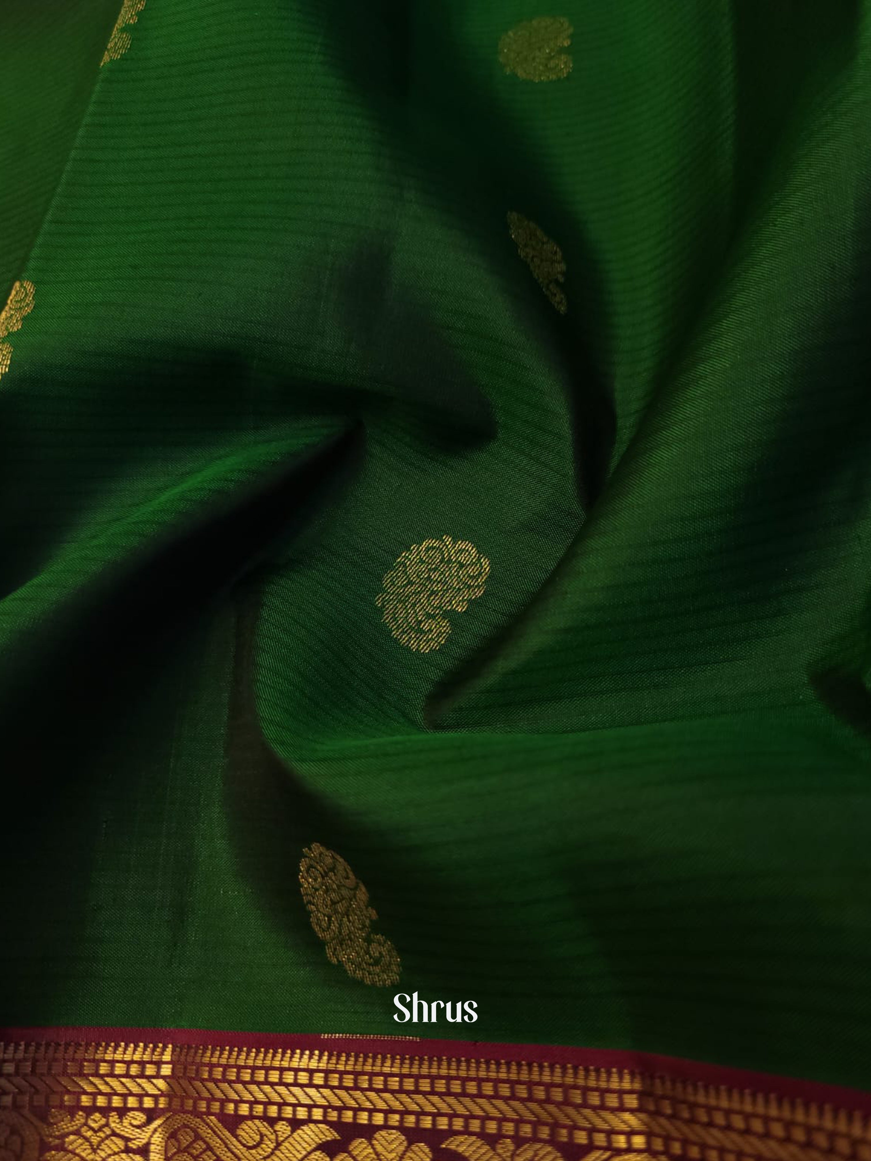 Bottle Green & Majenta - Kanchipuram silk Saree