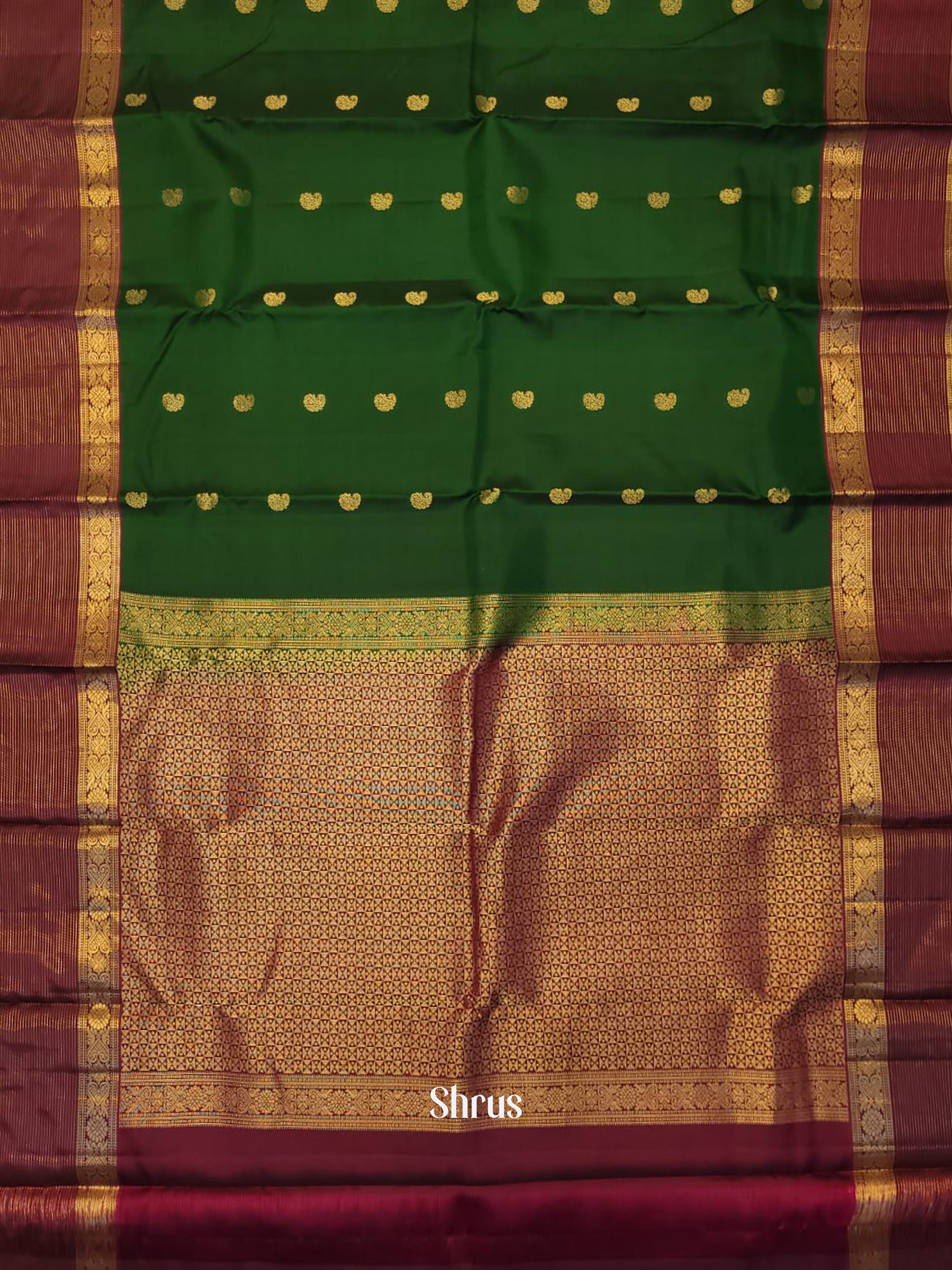 Bottle Green & Majenta - Kanchipuram silk Saree