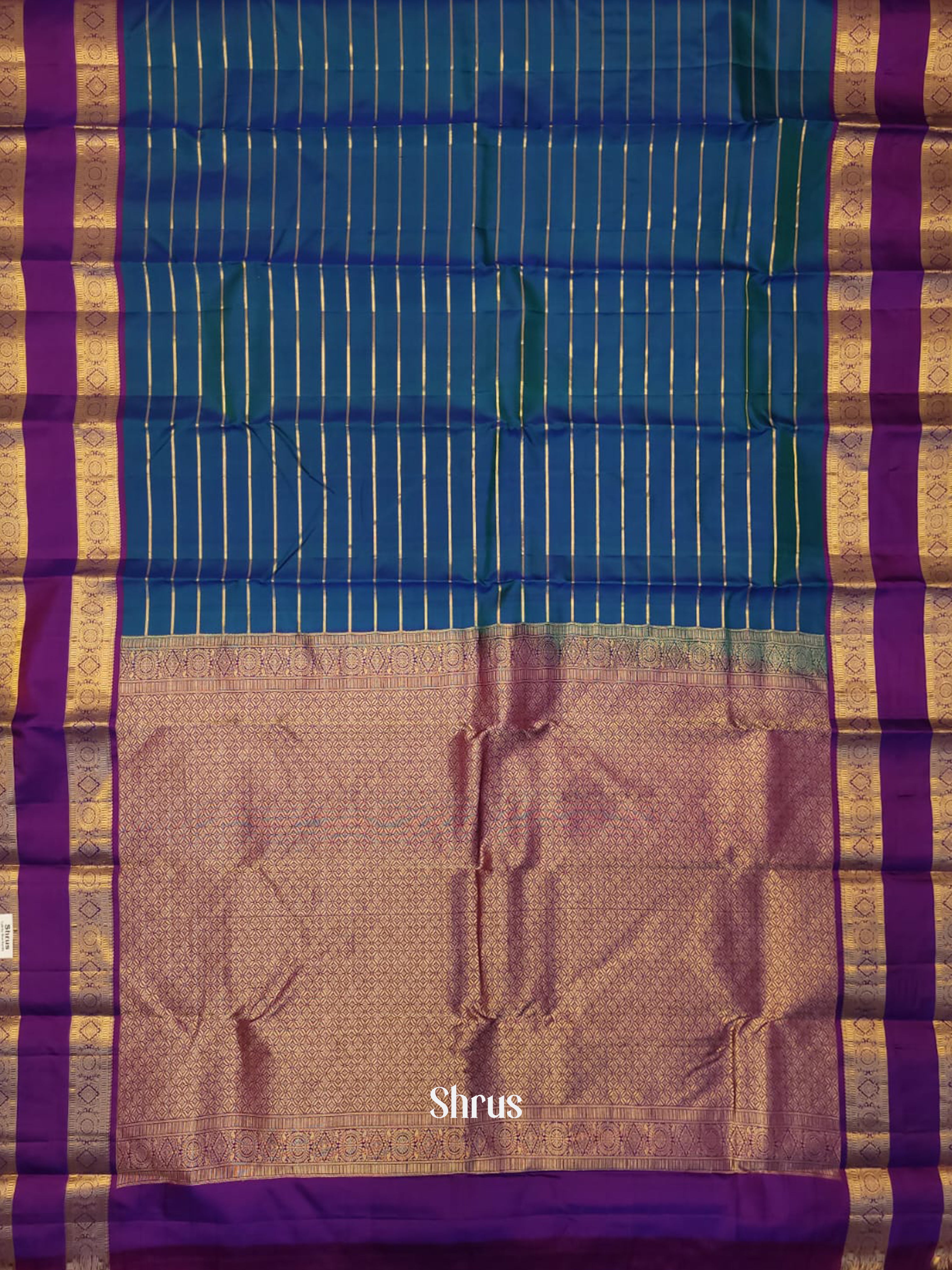 Blue & Violet - Kanchipuram silk Saree