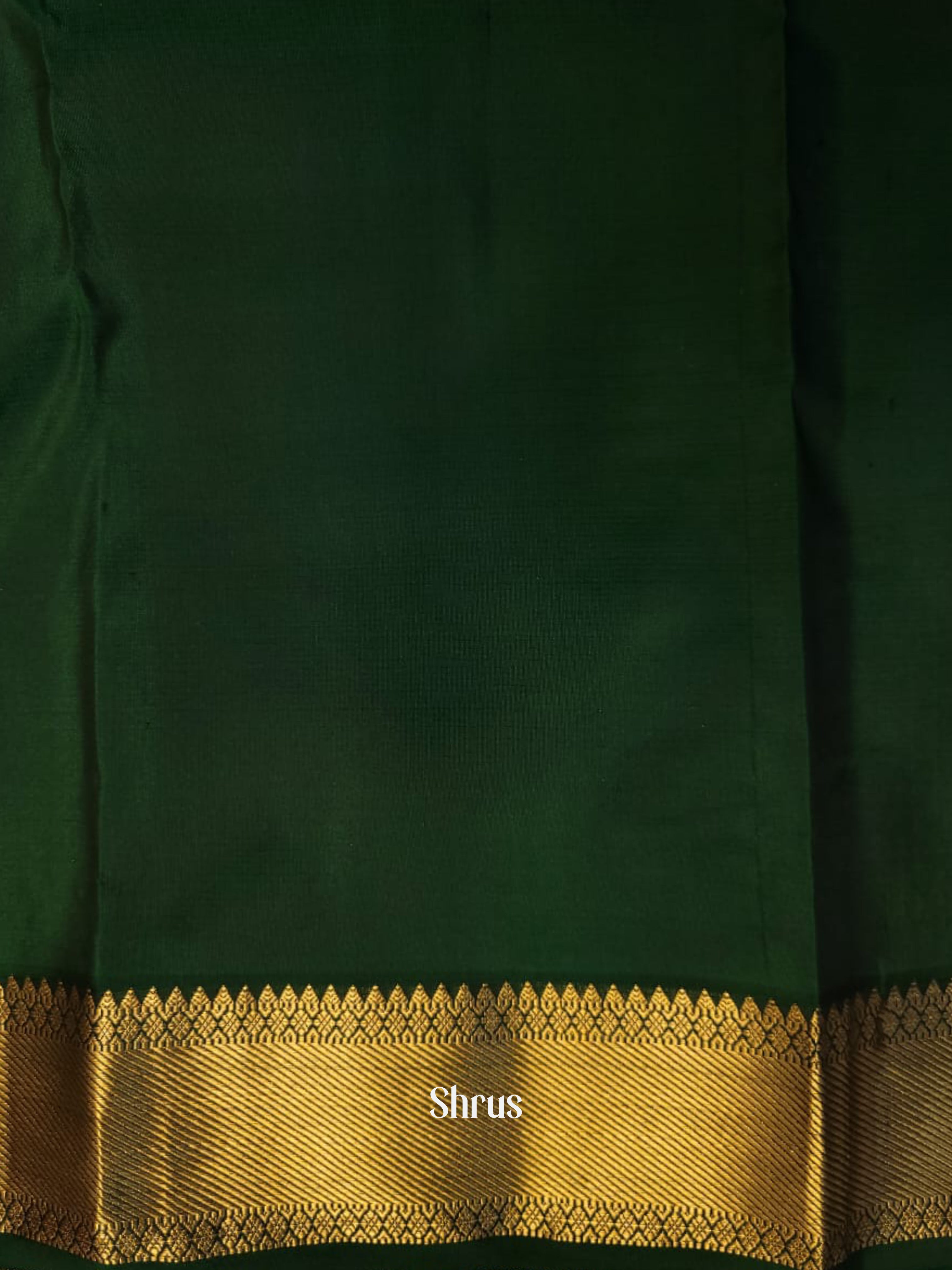 Wine & Bottle Green - Kanchipuram silk Saree