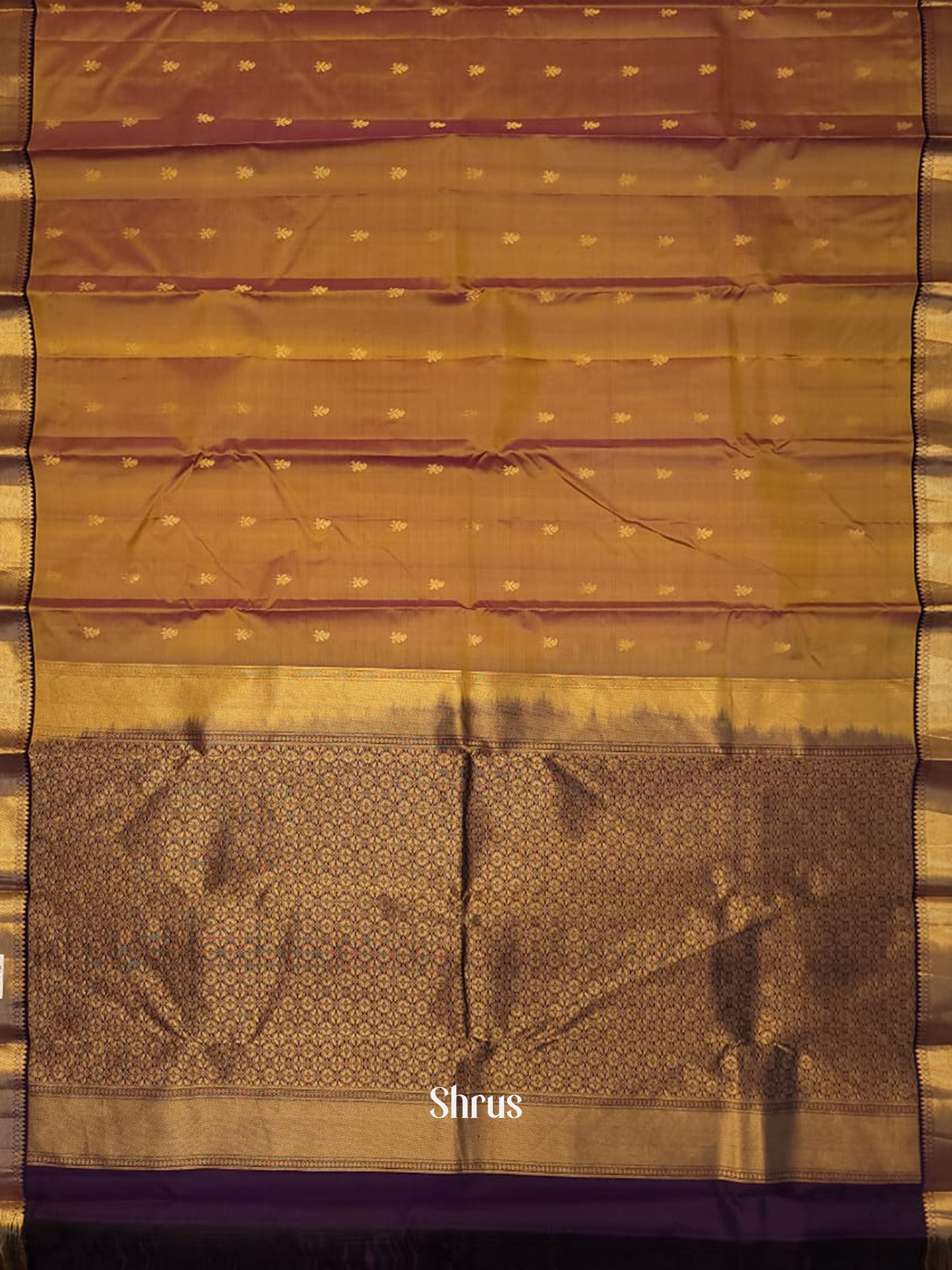 Mustard  & Wine - Kanchipuram silk Saree