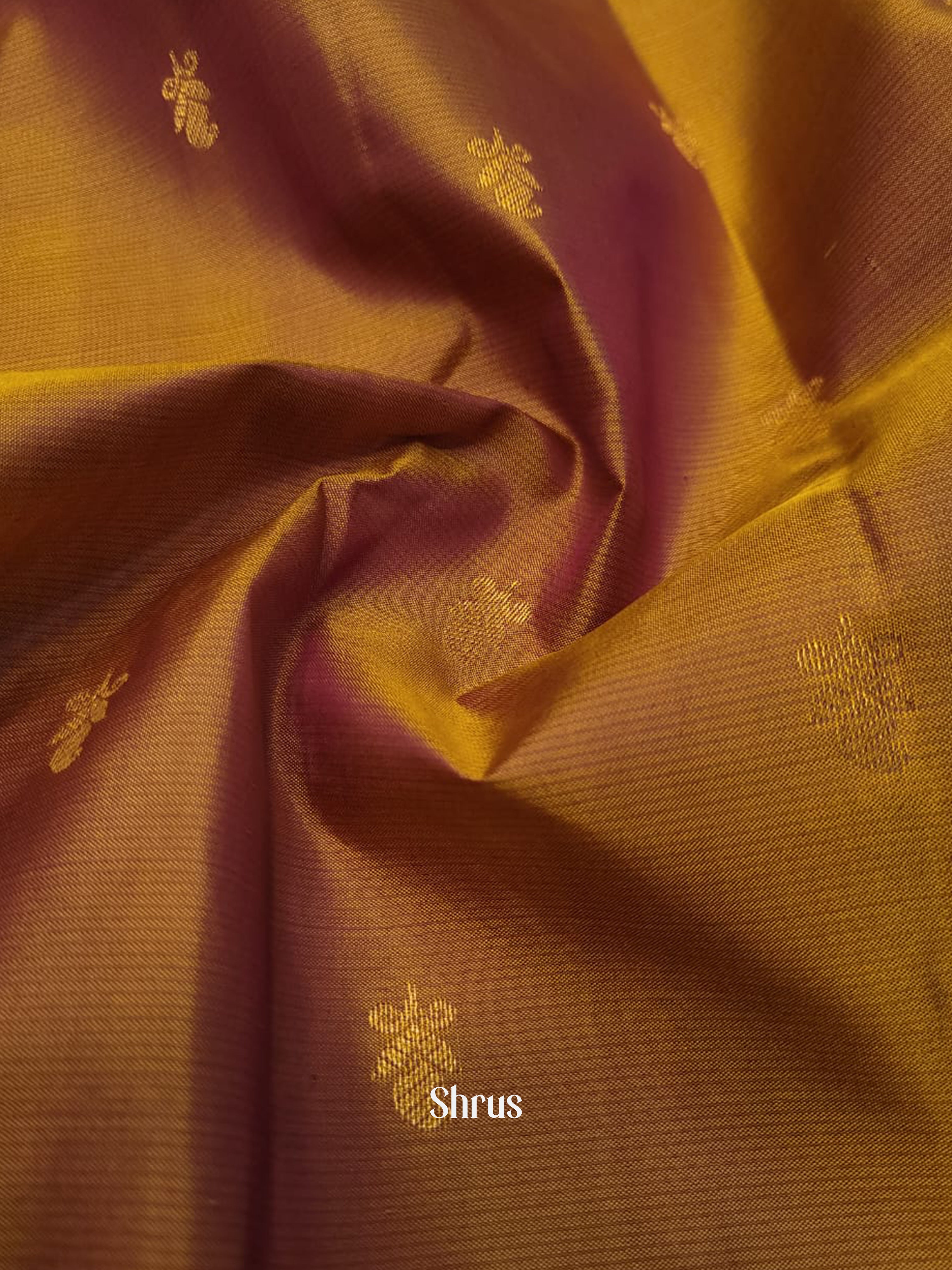 Mustard  & Wine - Kanchipuram silk Saree