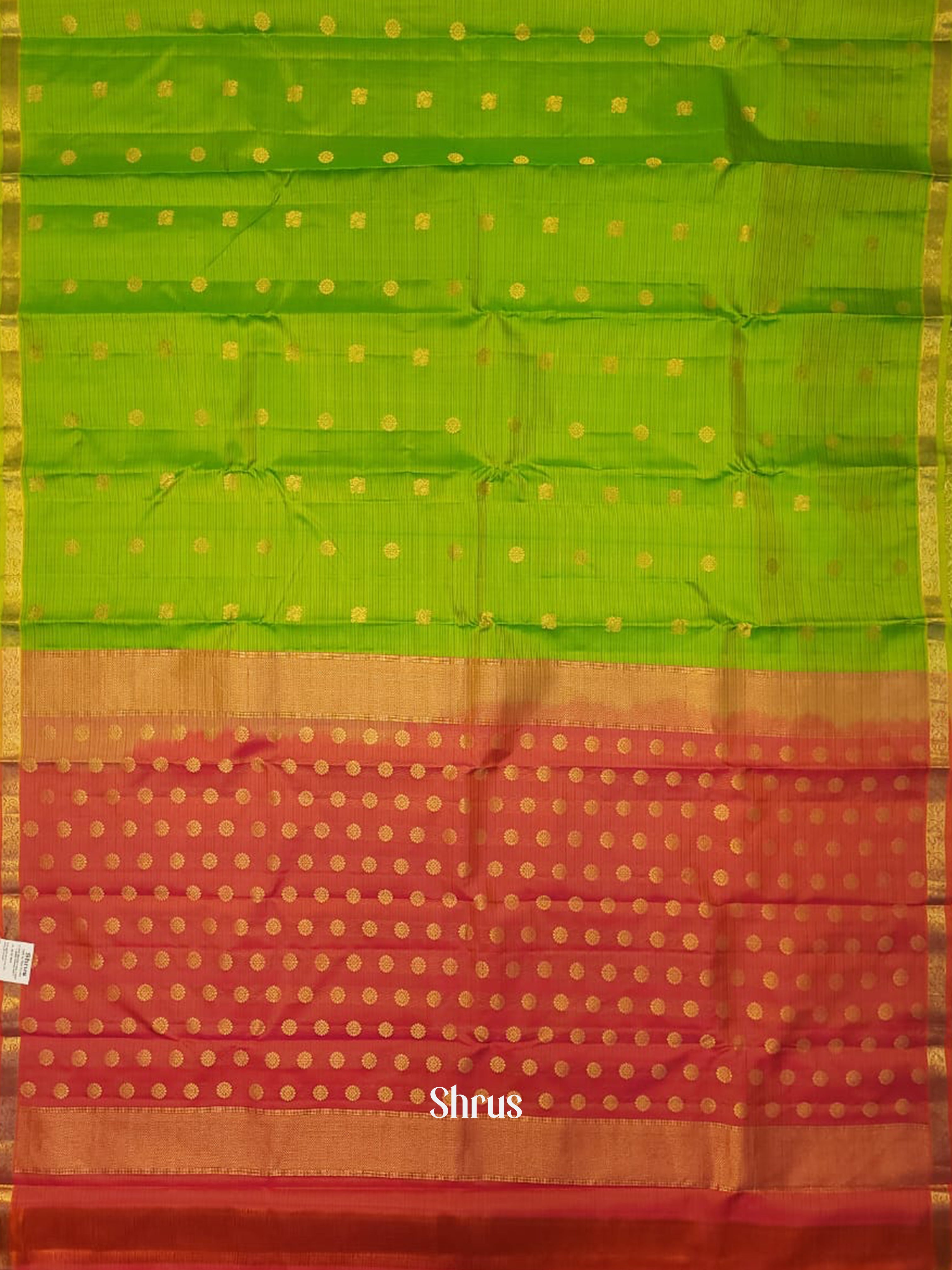 Green & Orangish Pink -  Kanchipuram silk Saree