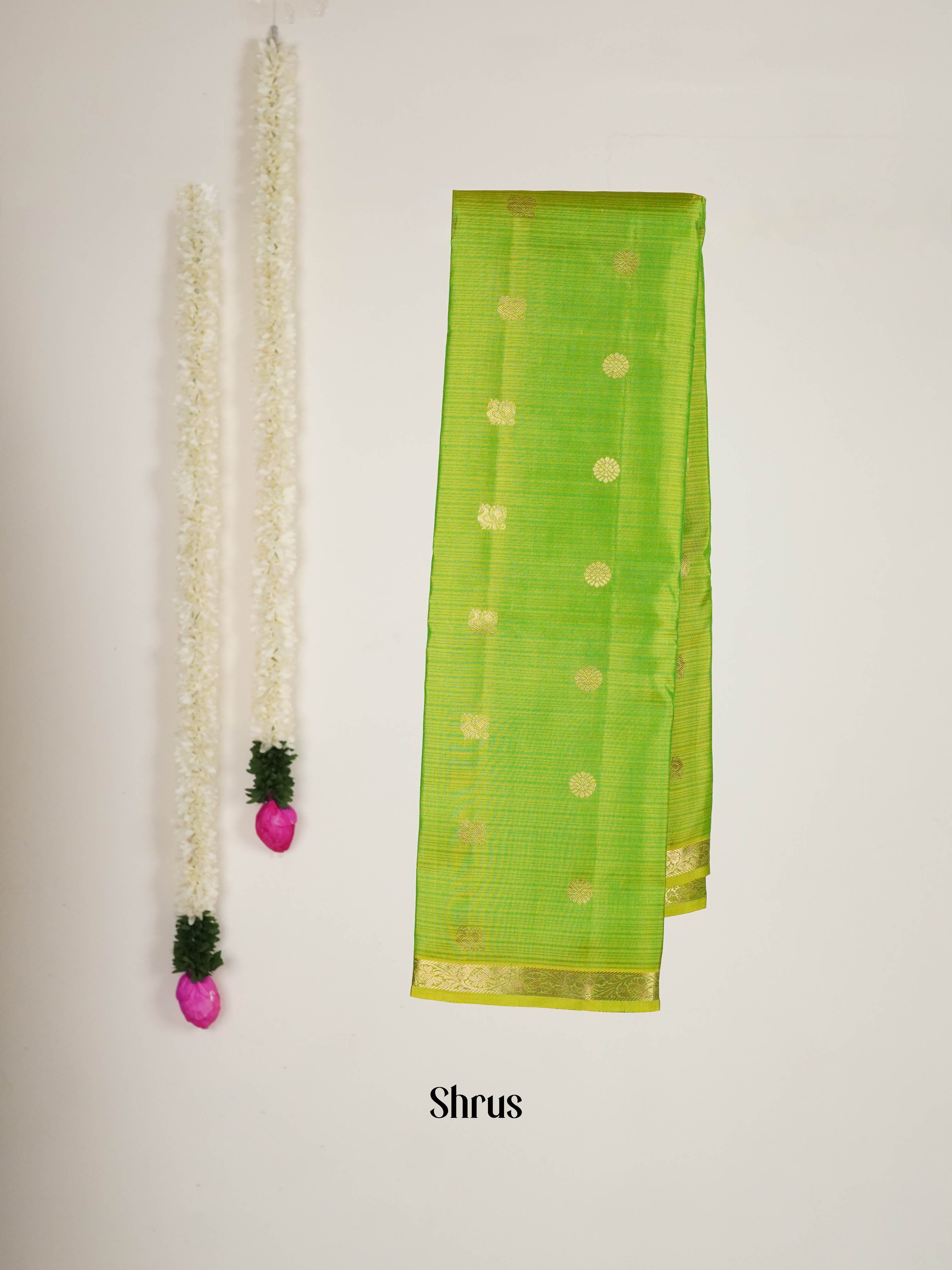 Green & Orangish Pink -  Kanchipuram silk Saree