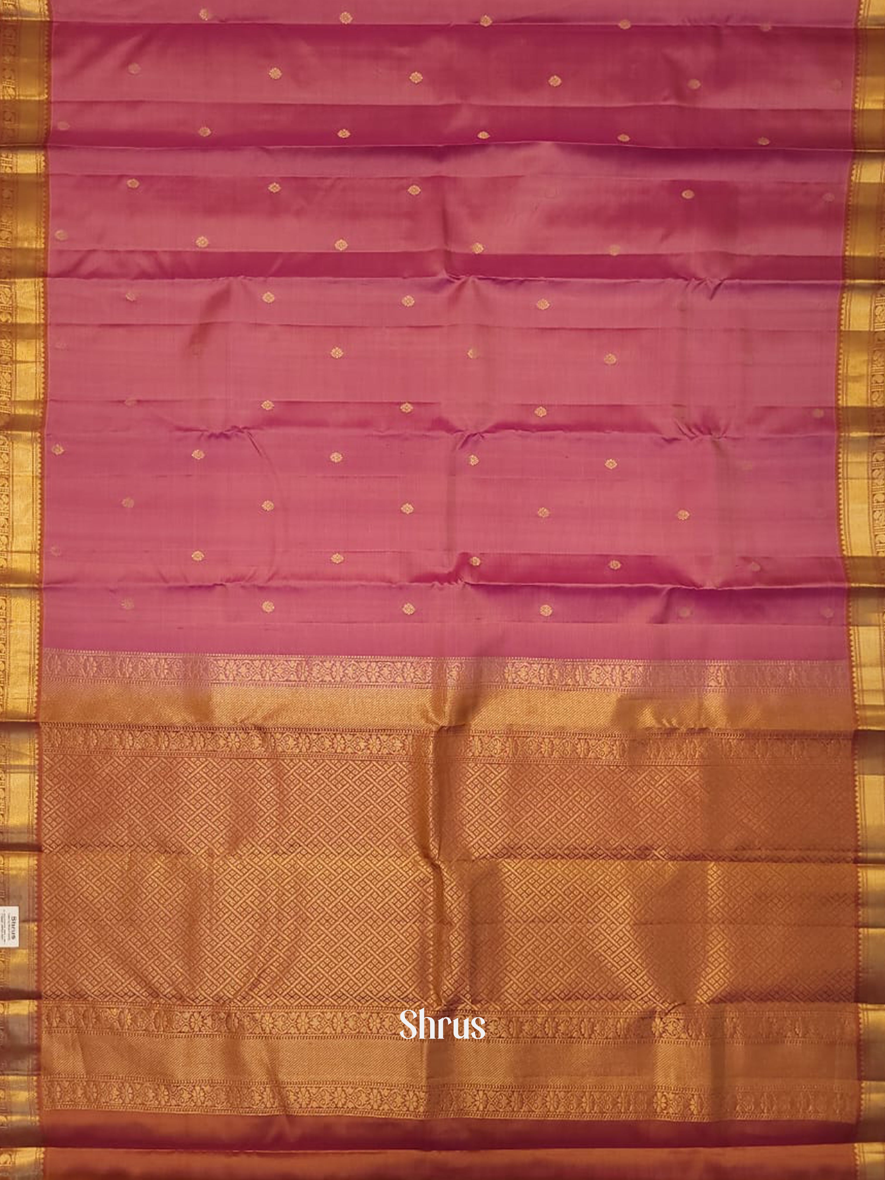 Pink & Mustard  - Kanchipuram silk Saree