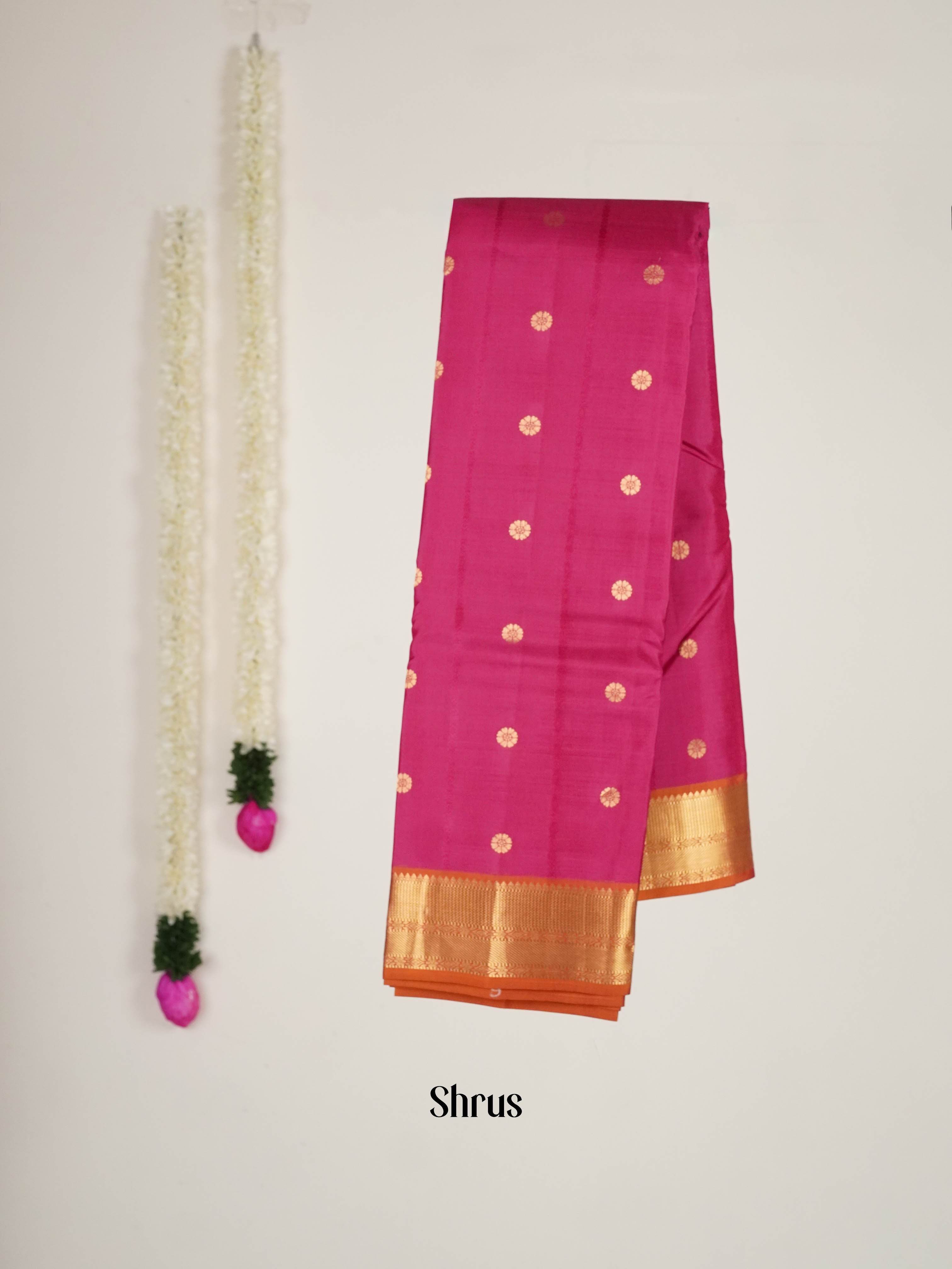 Pink & Orange - Kanchipuram silk Saree