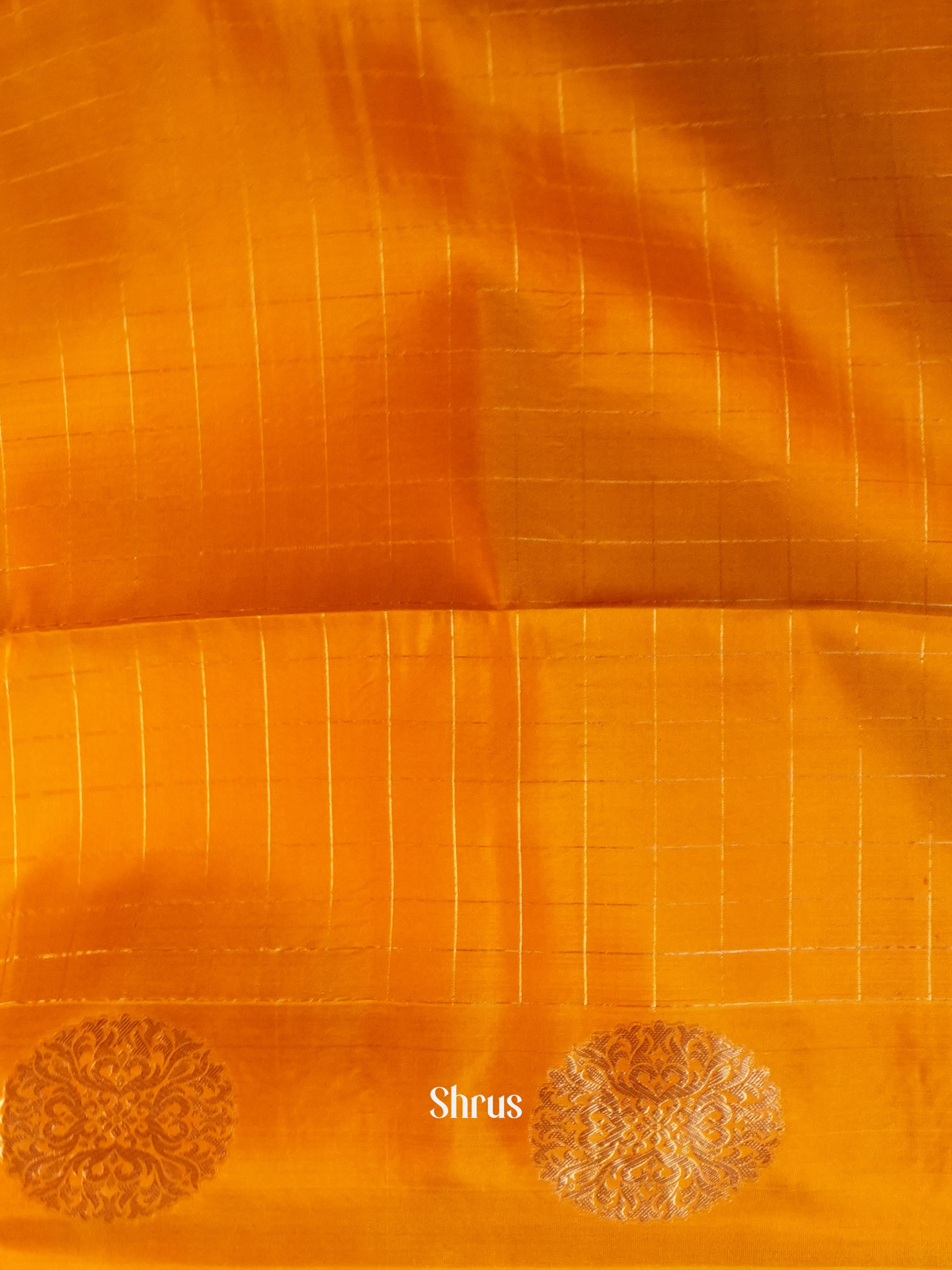 Rosy Red & Golden Orange  - Soft Silk Saree