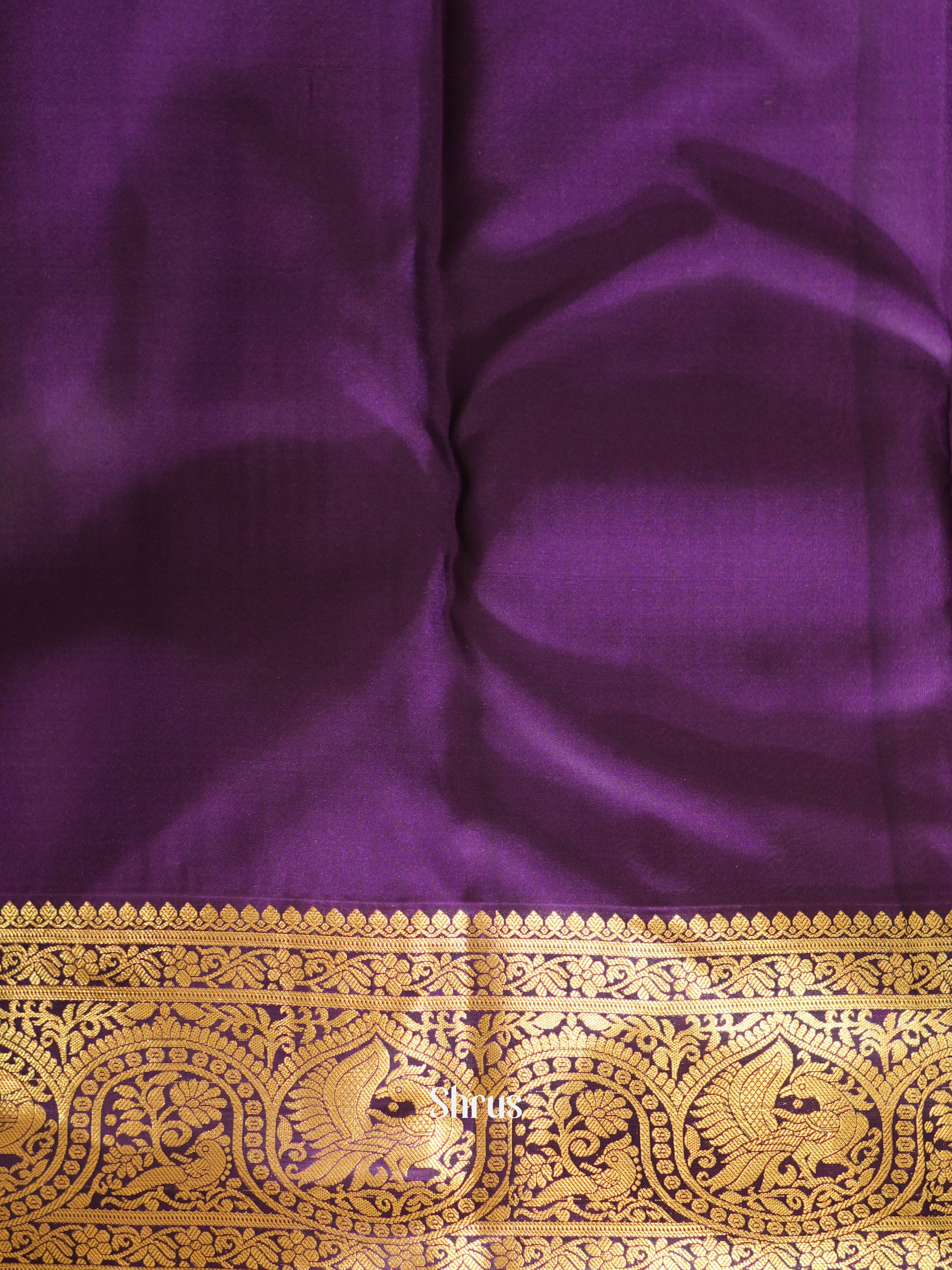 Mehandi Green & Violet- Kanchipuram halfpure Saree