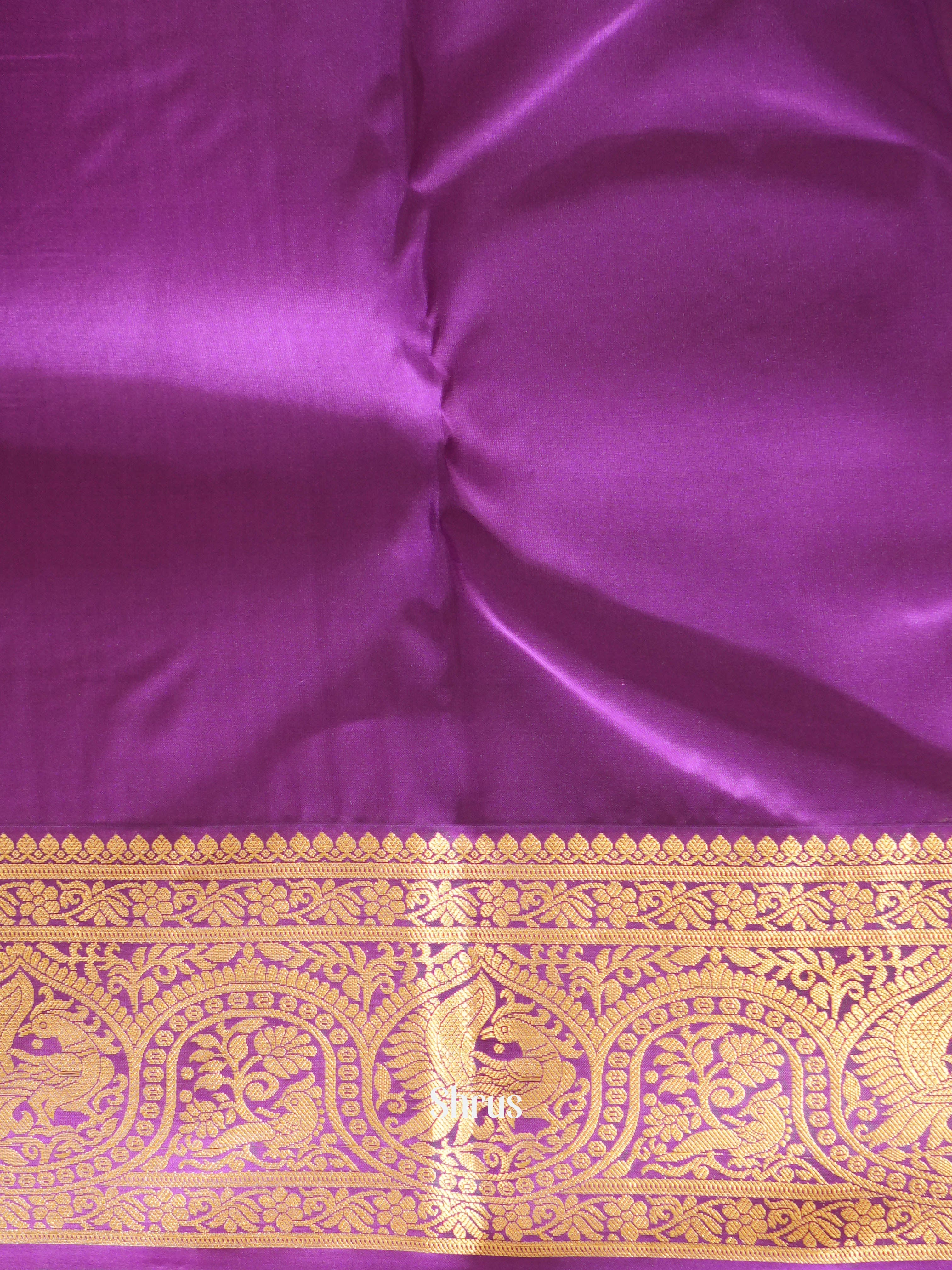 Golden brown & Violet- Kanchipuram halfpure Saree