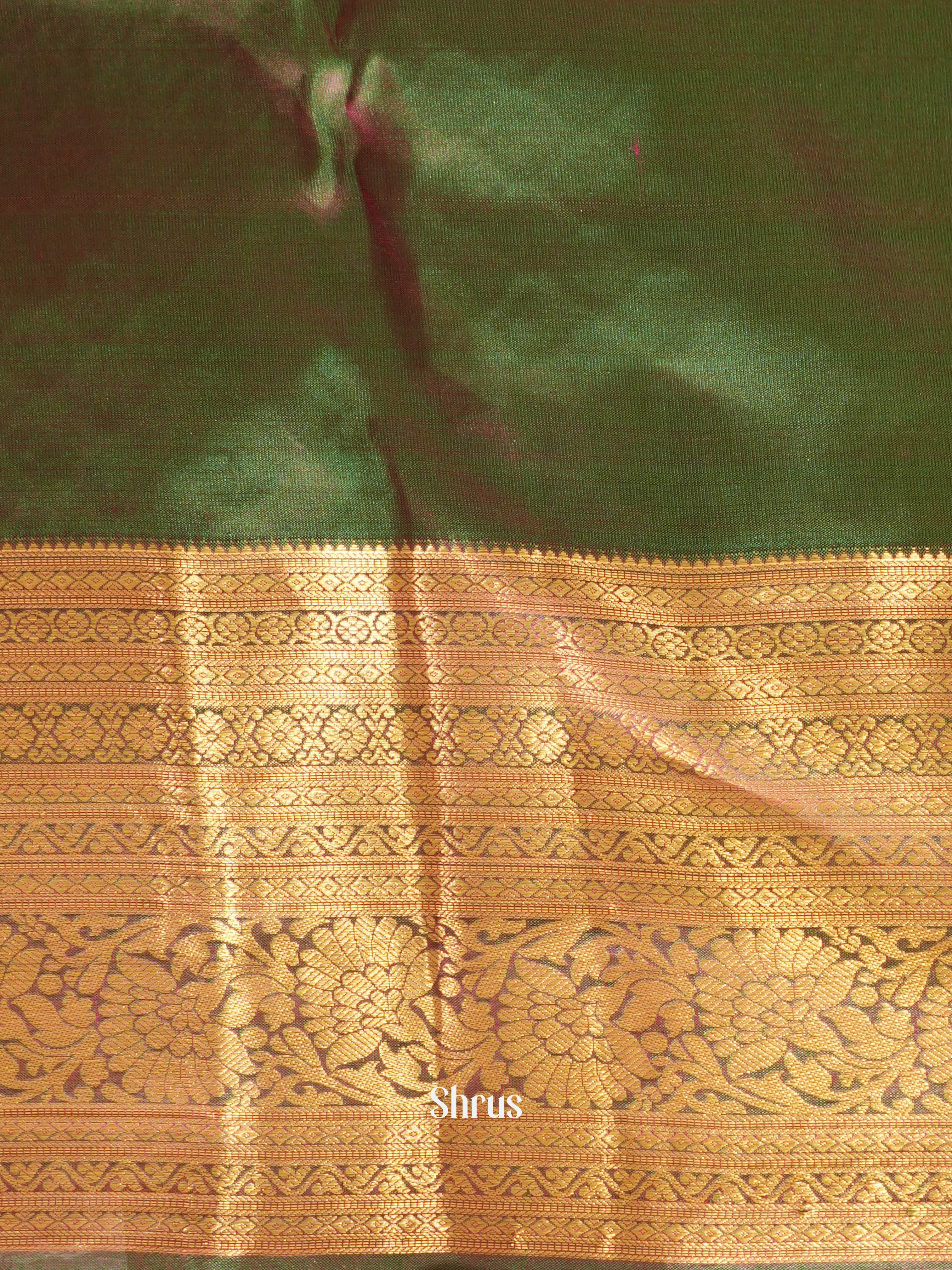 Red & Green - Kanchipuram halfpure Saree