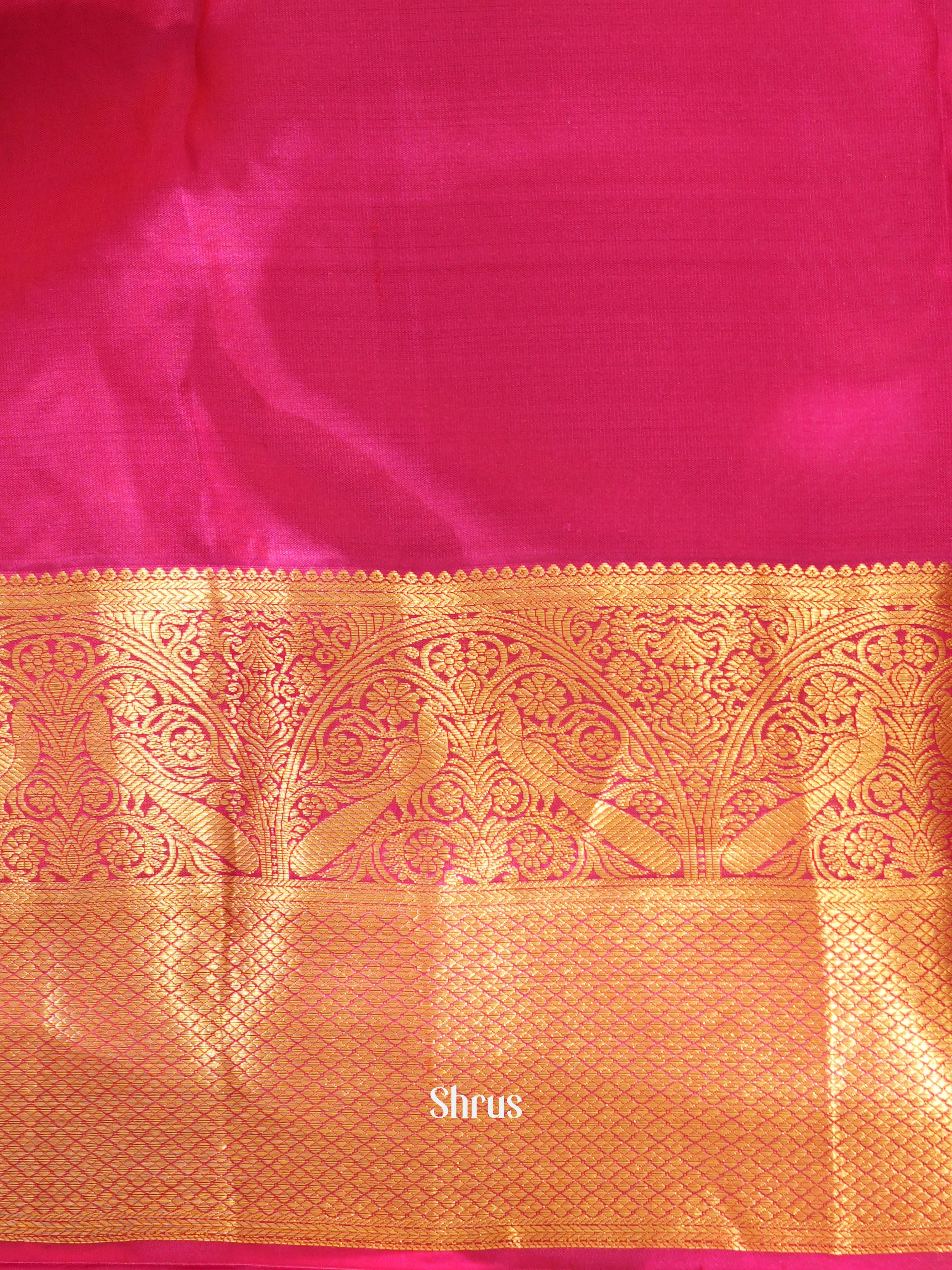 Orange & Pink- Kanchipuram halfpure Saree