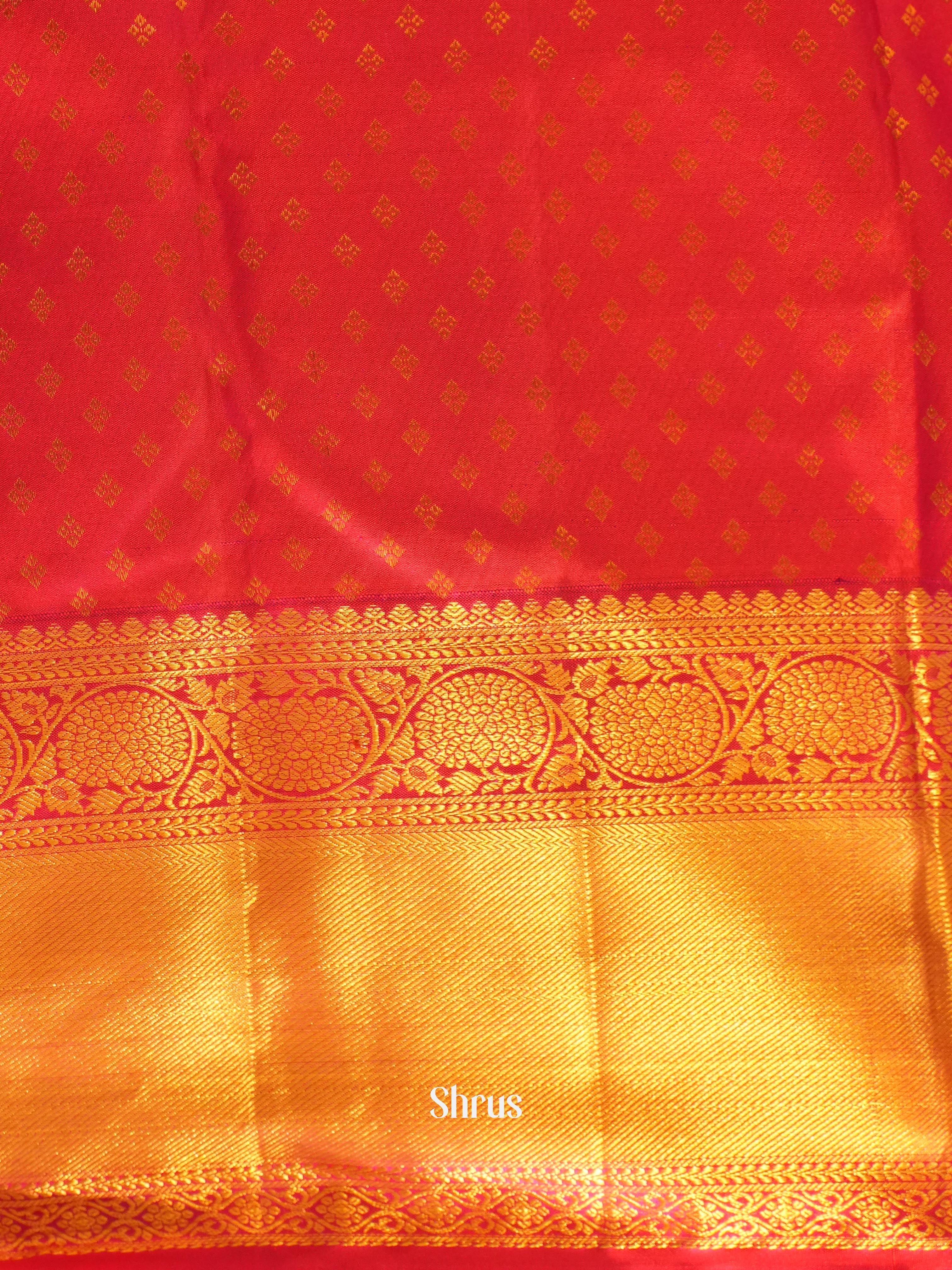 Grey & Red - Kanchipuram silk Saree