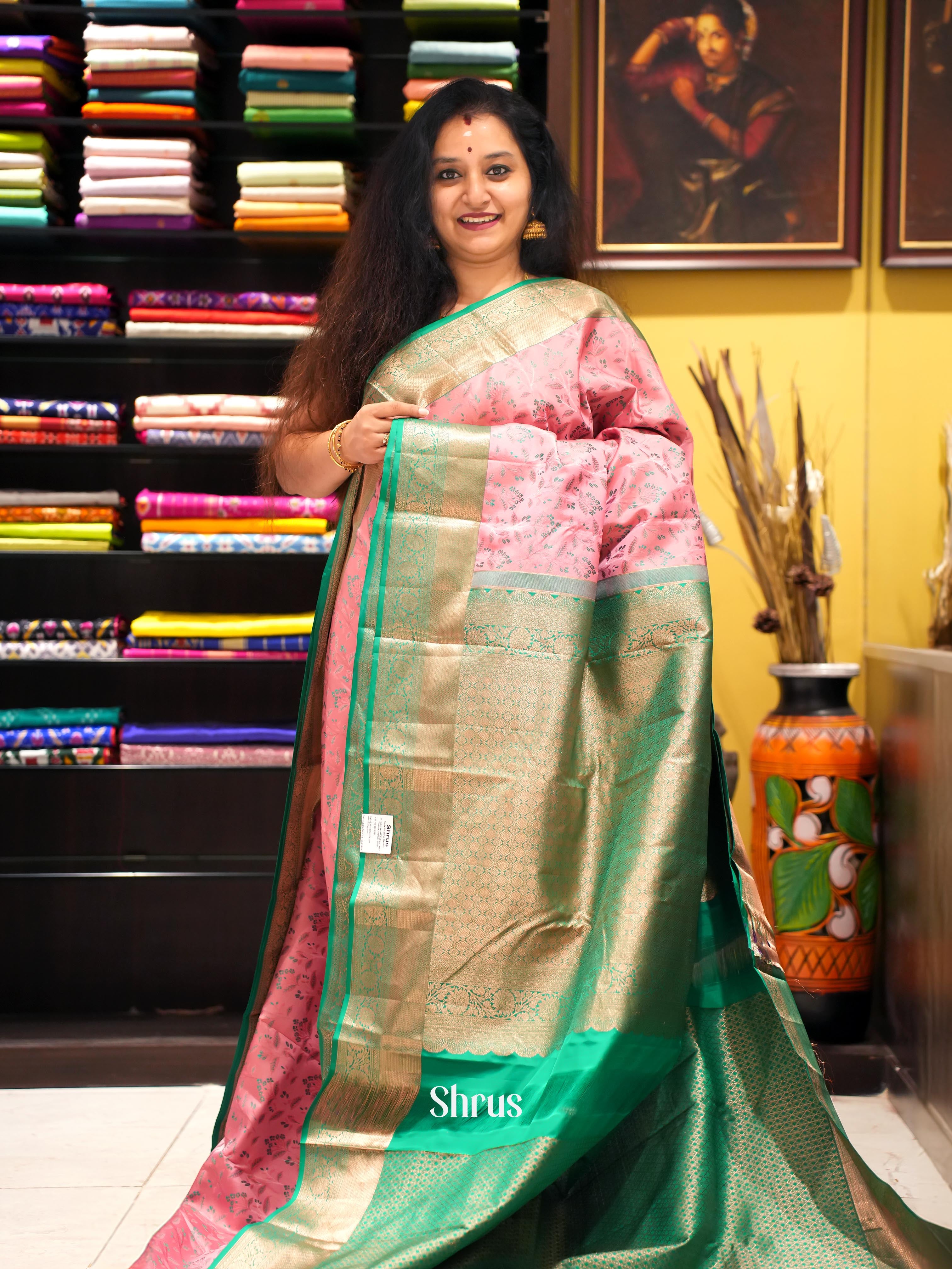 Pink & Green - Kanchipuram silk Saree