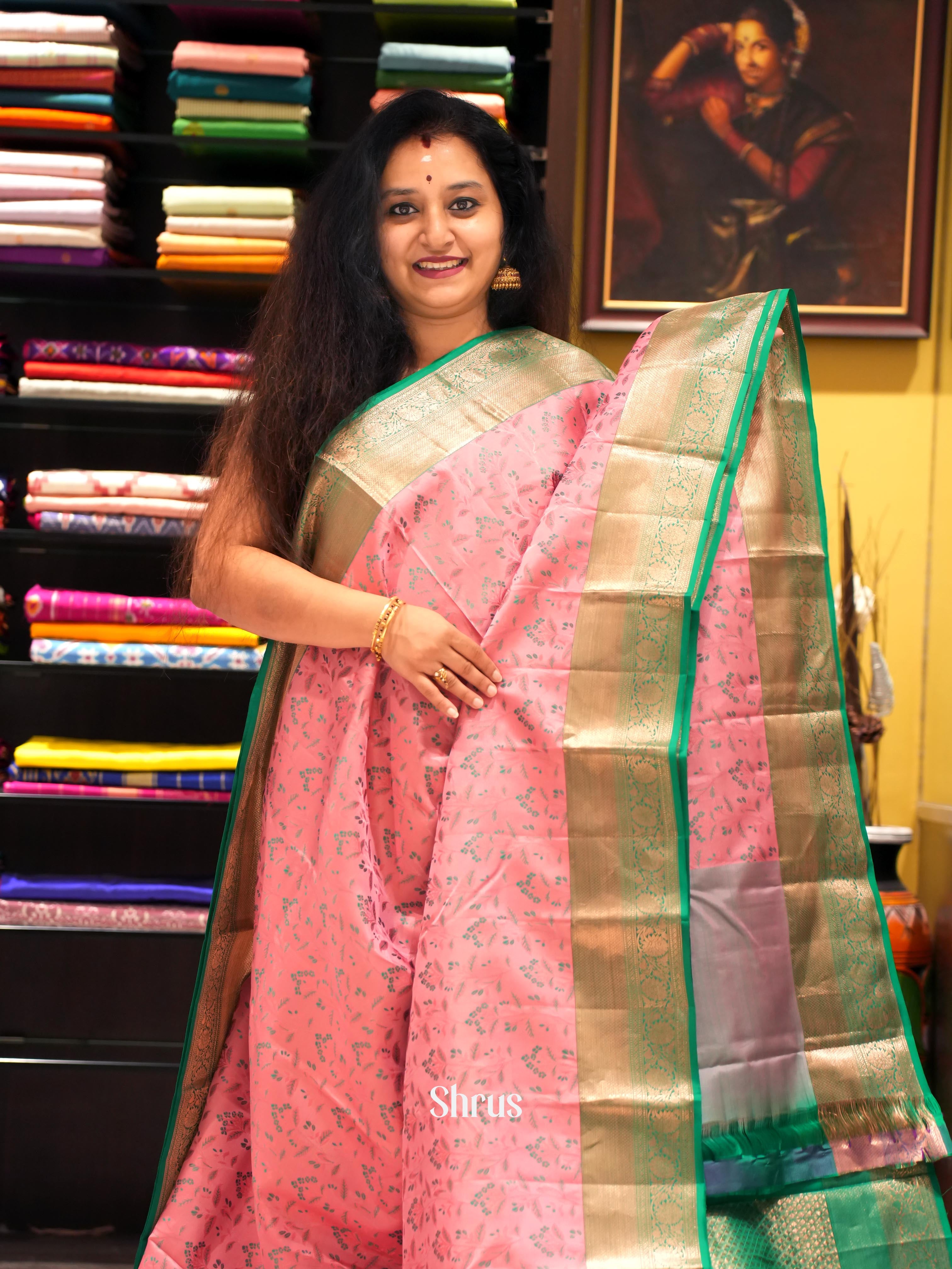 Pink & Green - Kanchipuram silk Saree