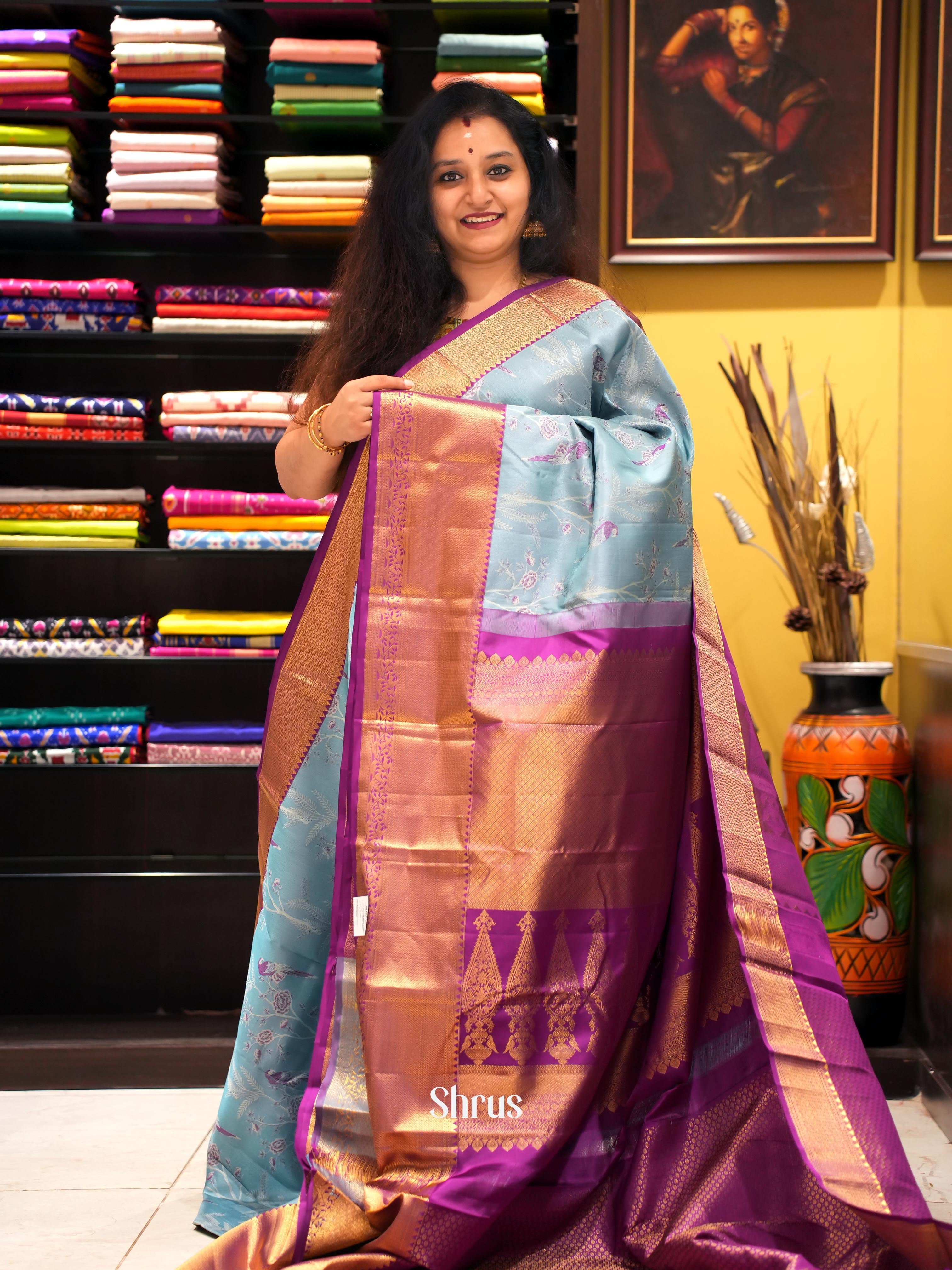 Blue & Purple- Kanchipuram silk Saree