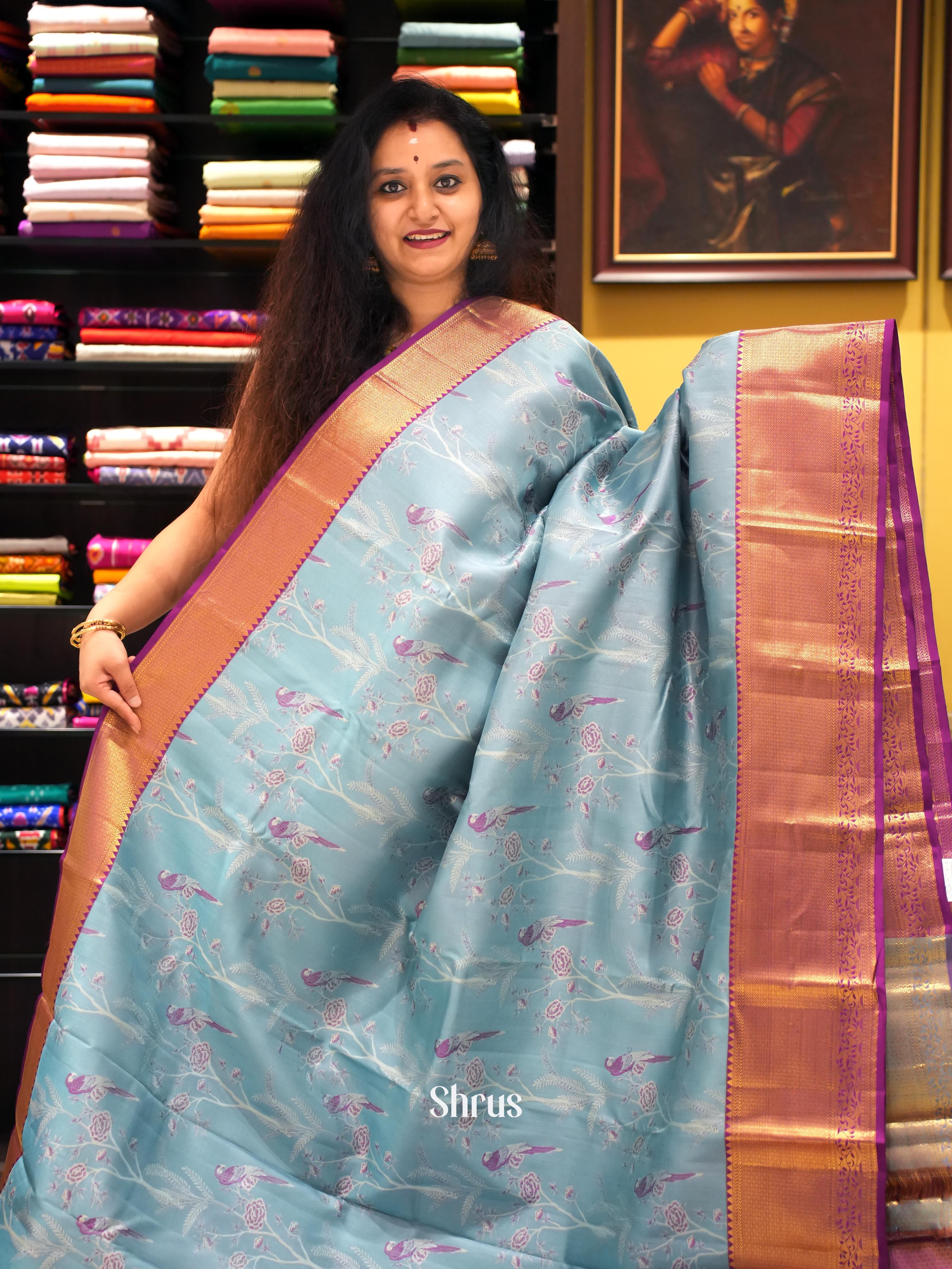 Blue & Purple- Kanchipuram silk Saree