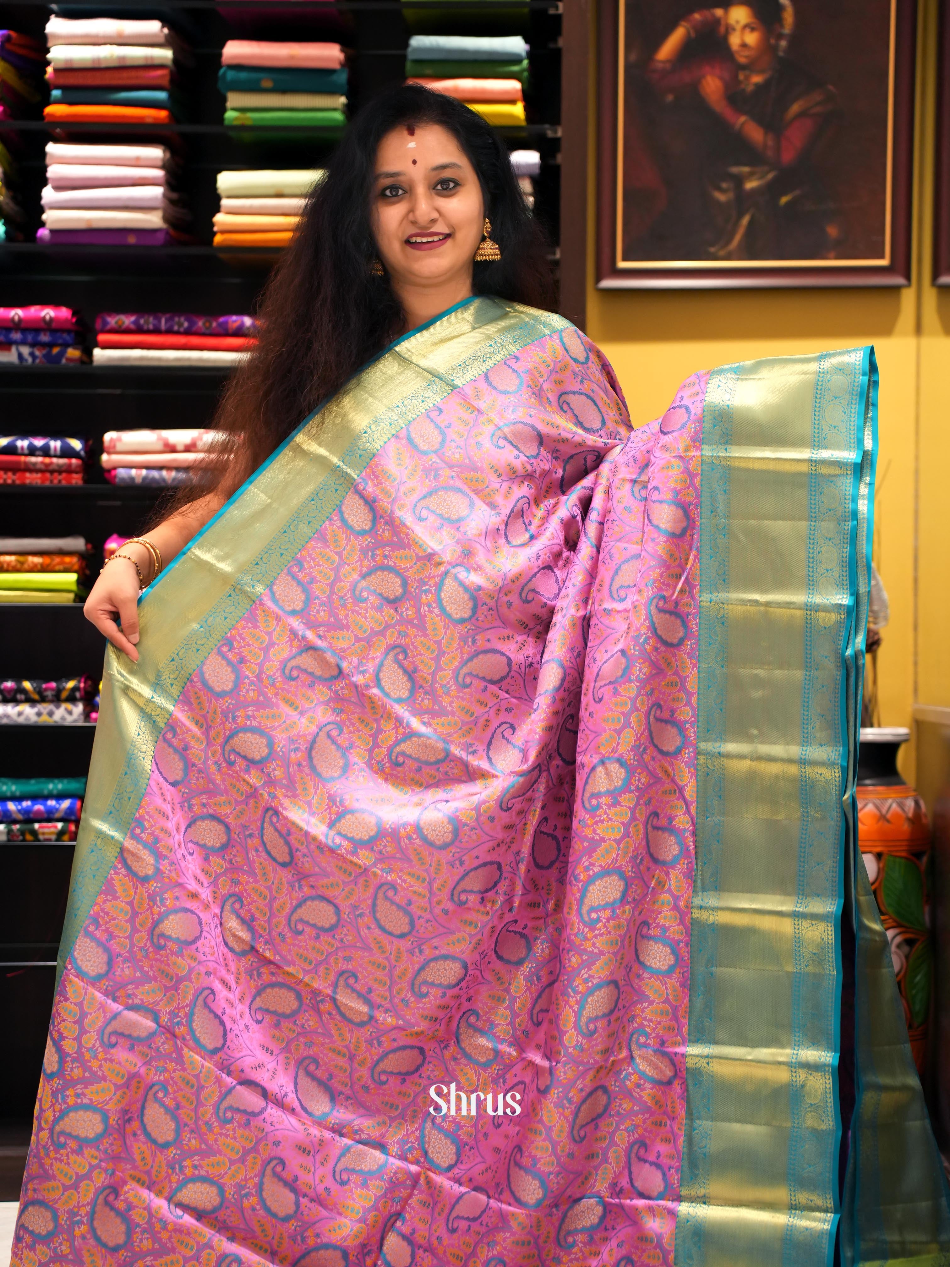 Pink & Teal- Kanchipuram silk Saree