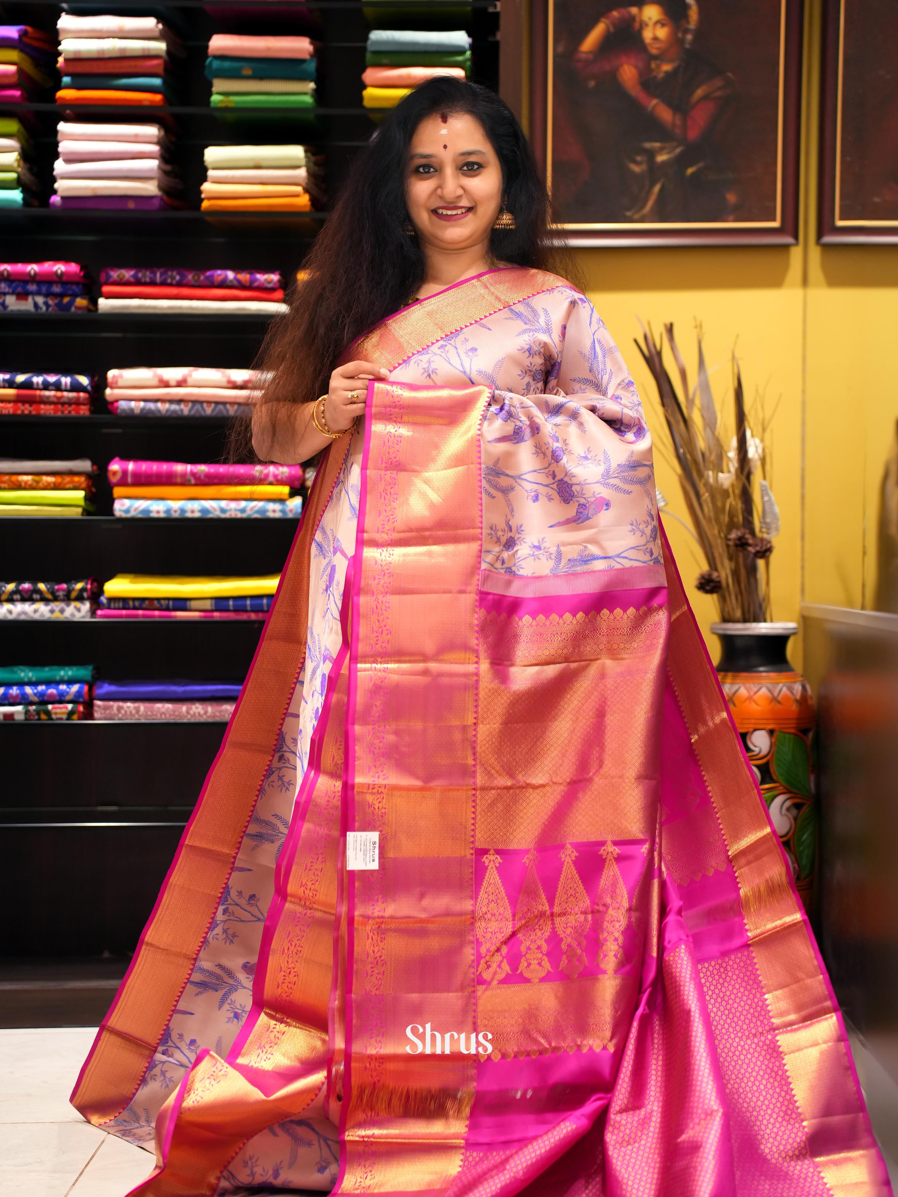 Dusty Pink & Pink - Kanchipuram silk Saree