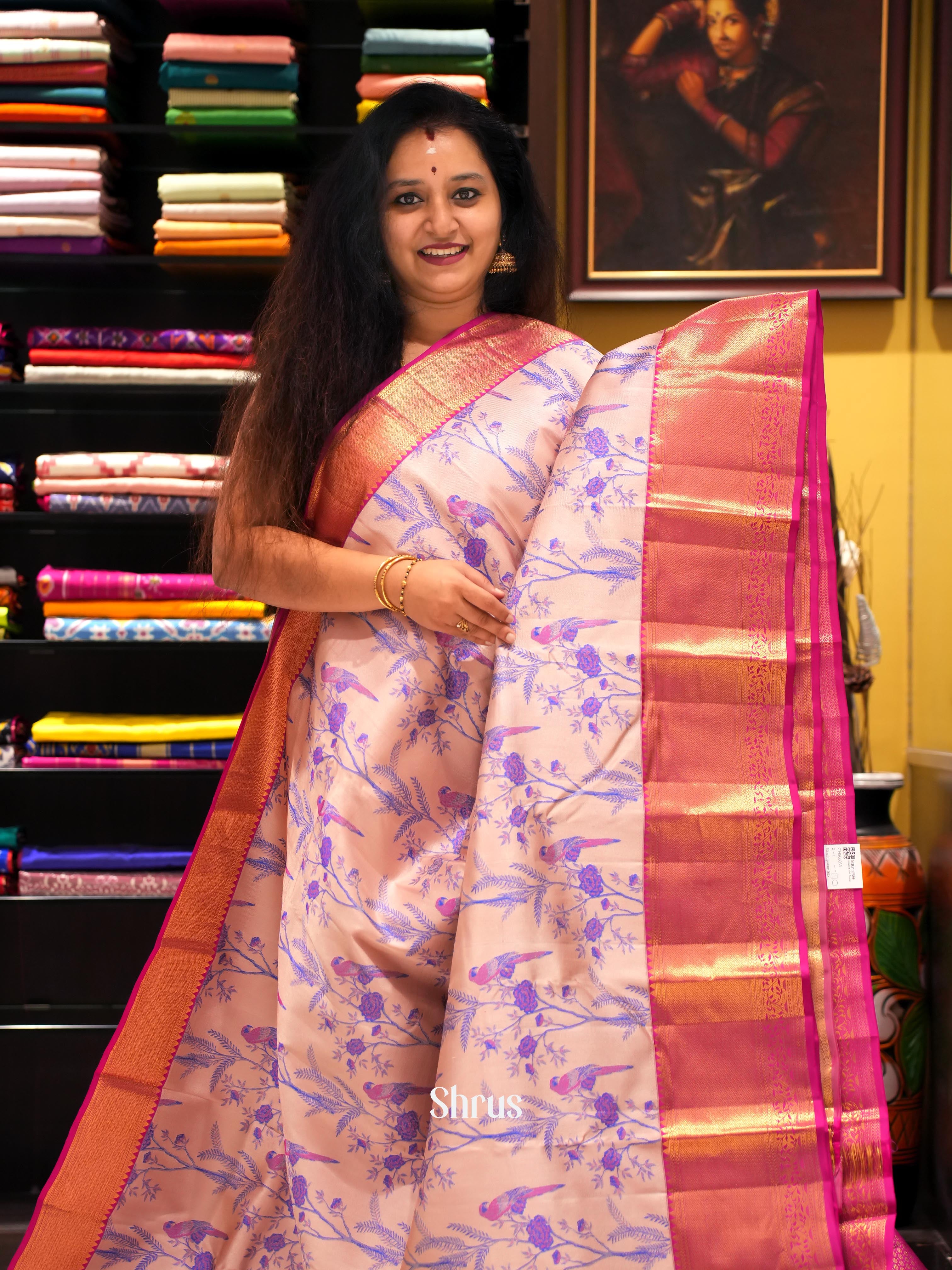 Dusty Pink & Pink - Kanchipuram silk Saree