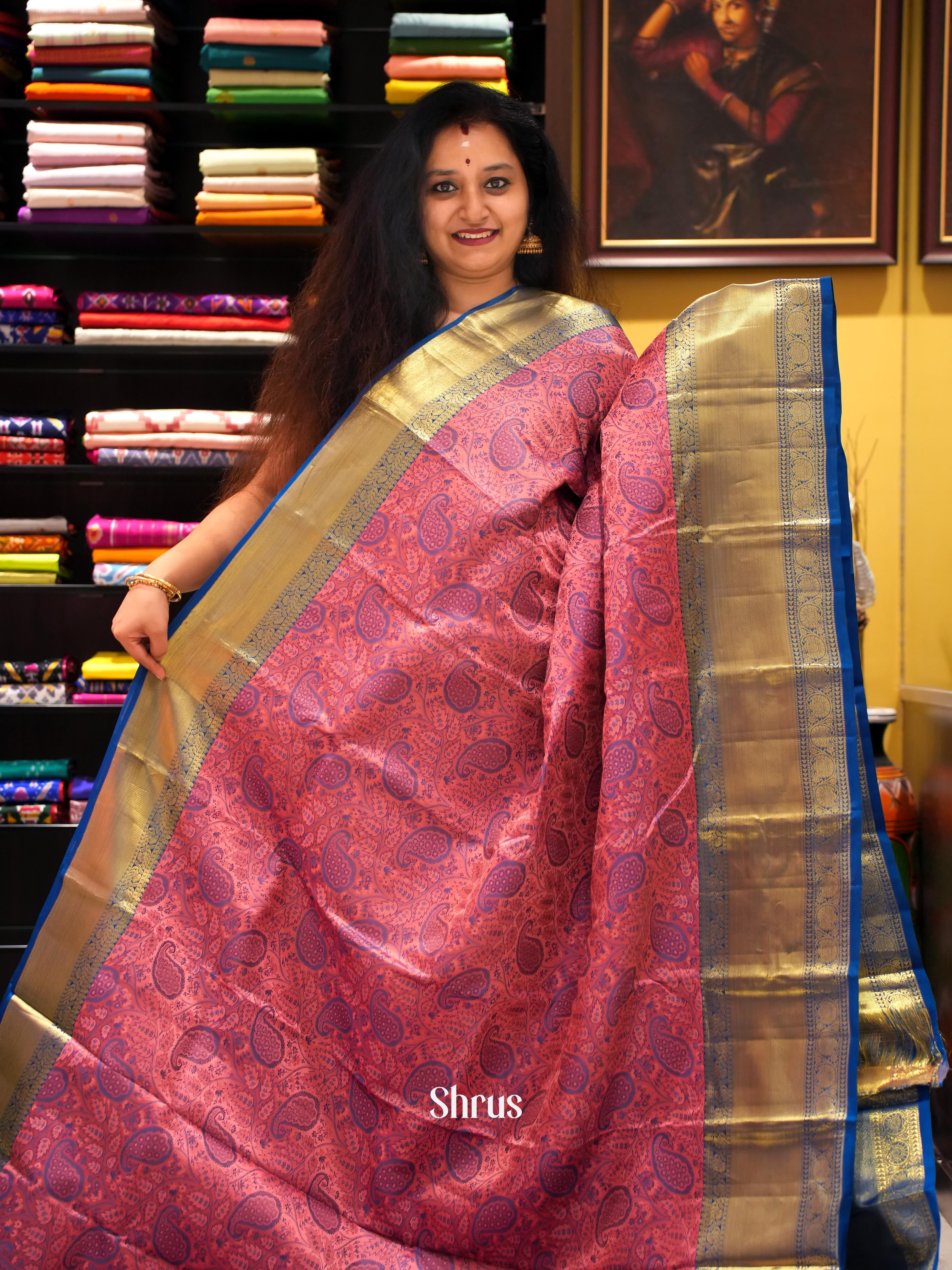 Maroon & Blue - Kanchipuram silk Saree