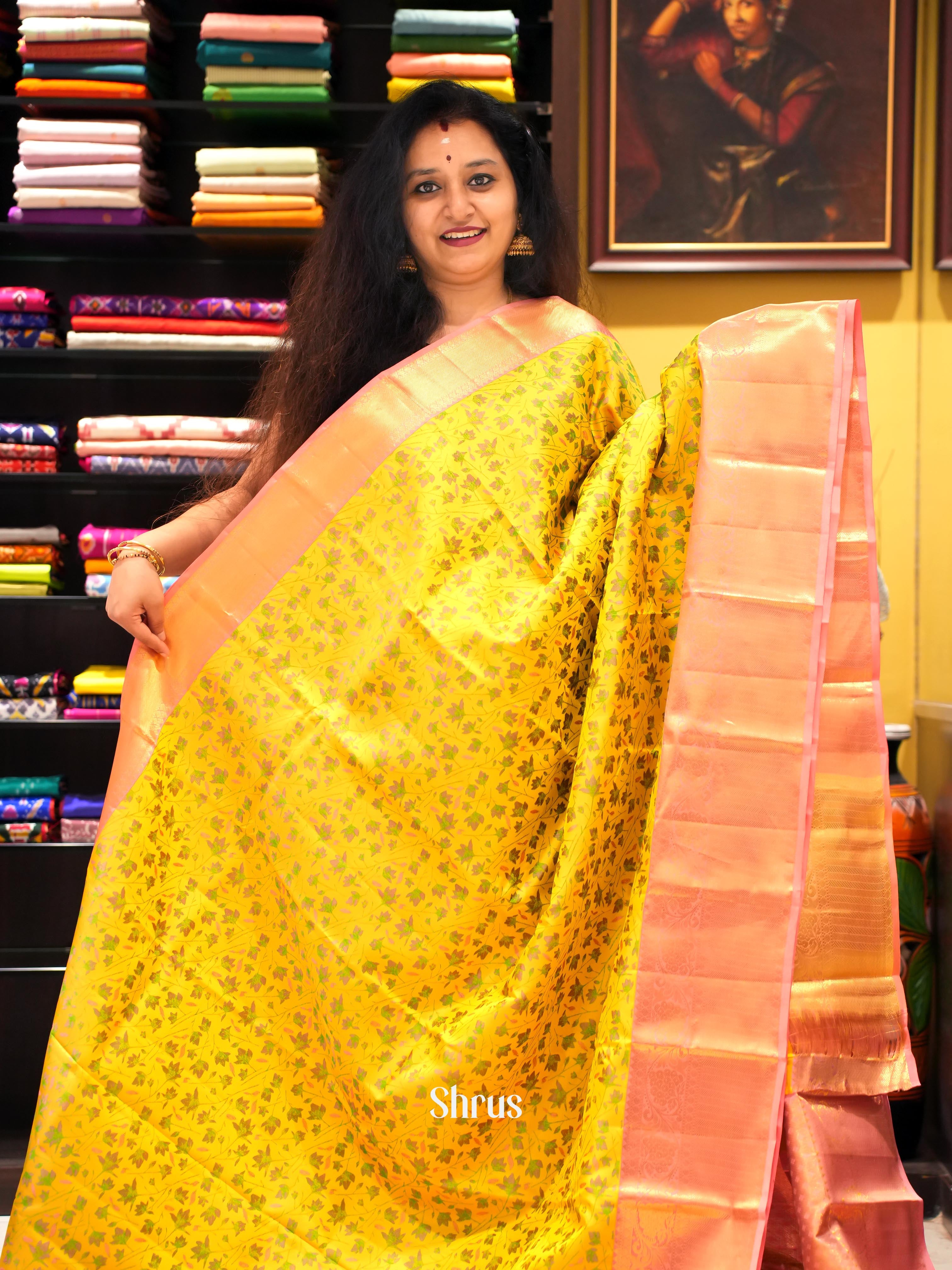 Yellow & Peach- Kanchipuram silk Saree