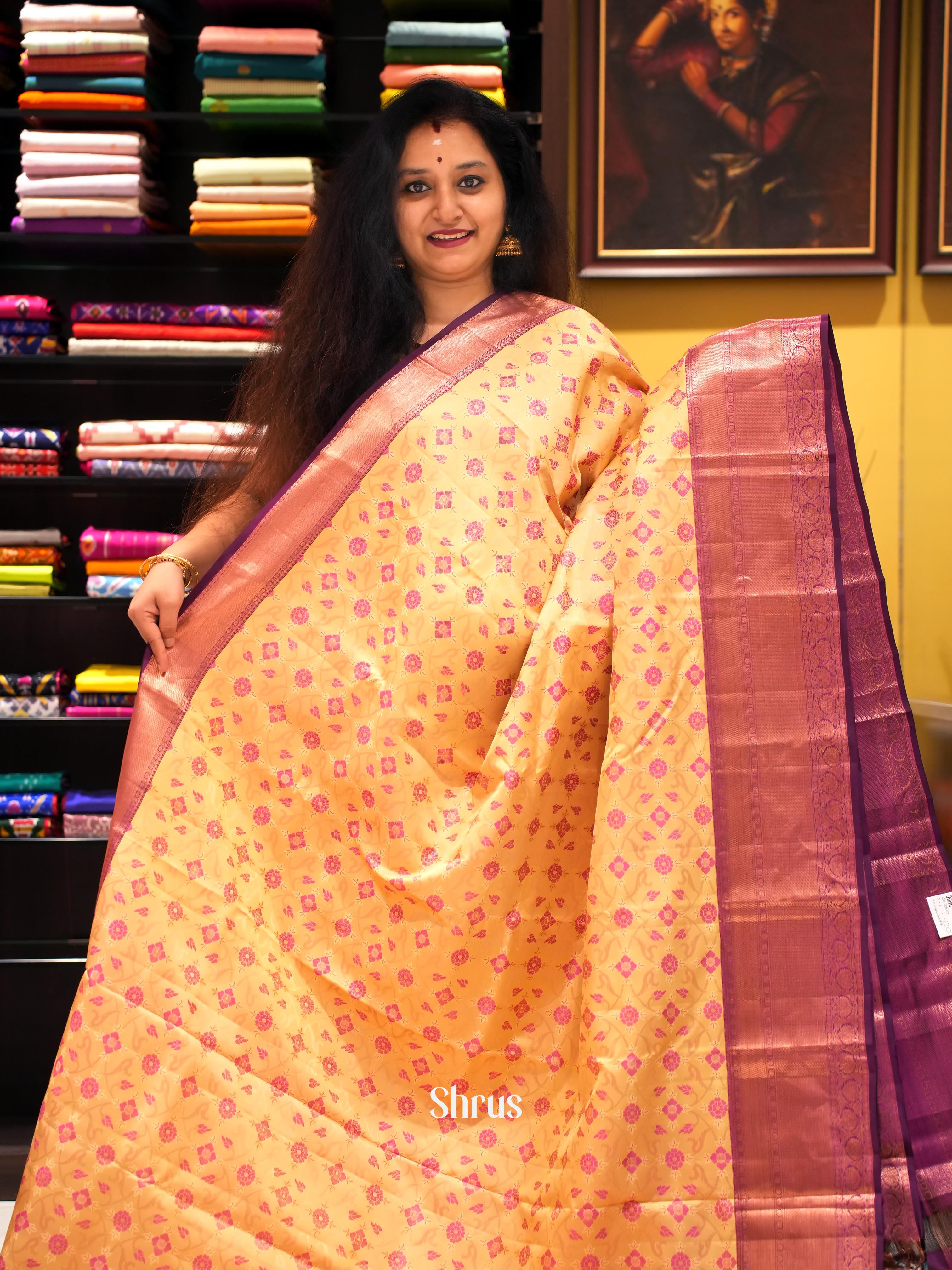 Yellow & Maroon - Kanchipuram silk Saree